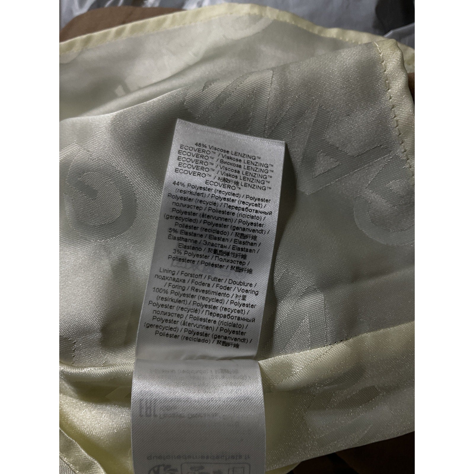 Ganni 'Drapey Melange' Brown Logo Mini Skirt Size 38
