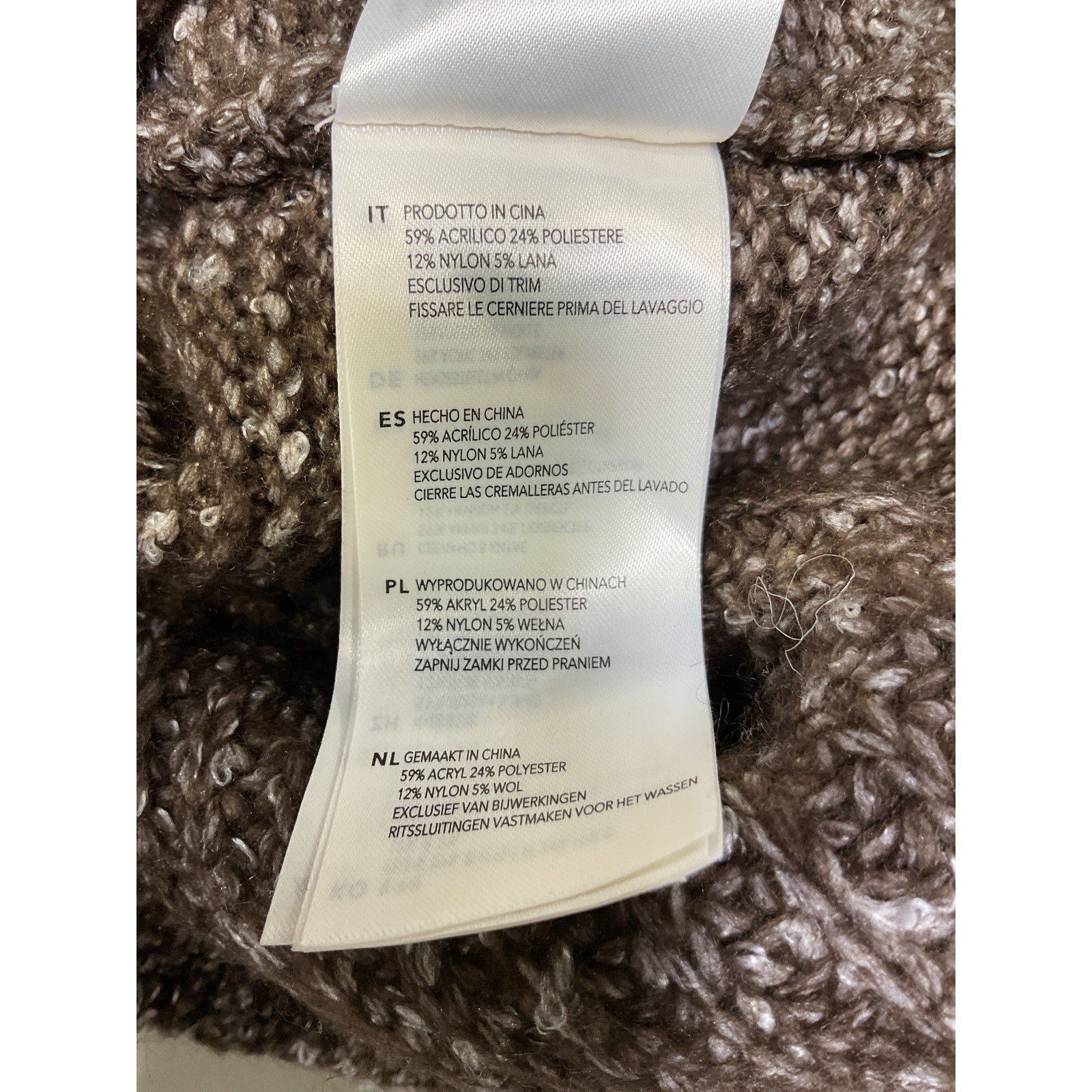 Varley 'Amelia' Brown Oversize Shaker Half Zip Sweater Size XS