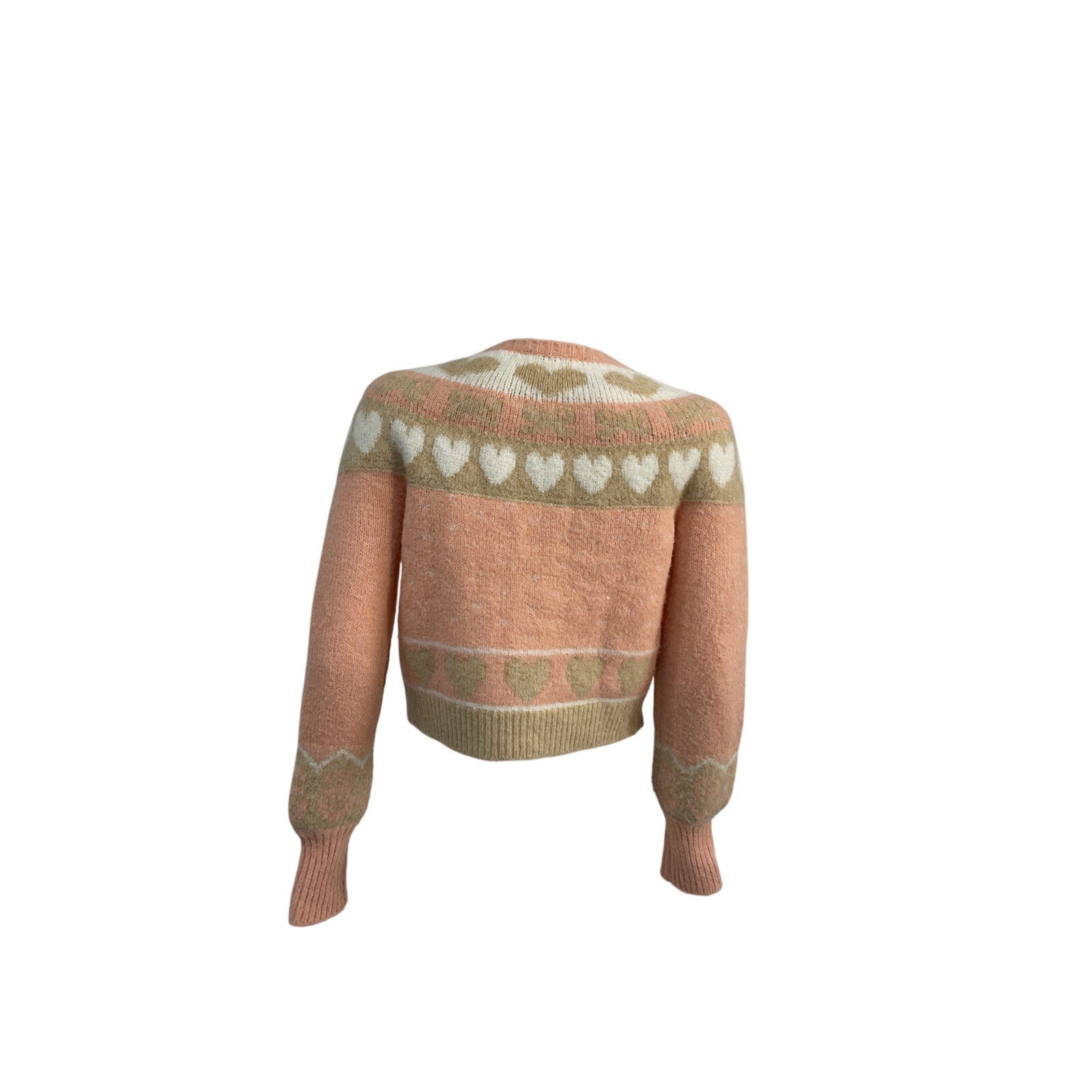 Loveshackfancy 'Dimples' Pink Acrylic Intarsia-Knit Cardigan Size XS