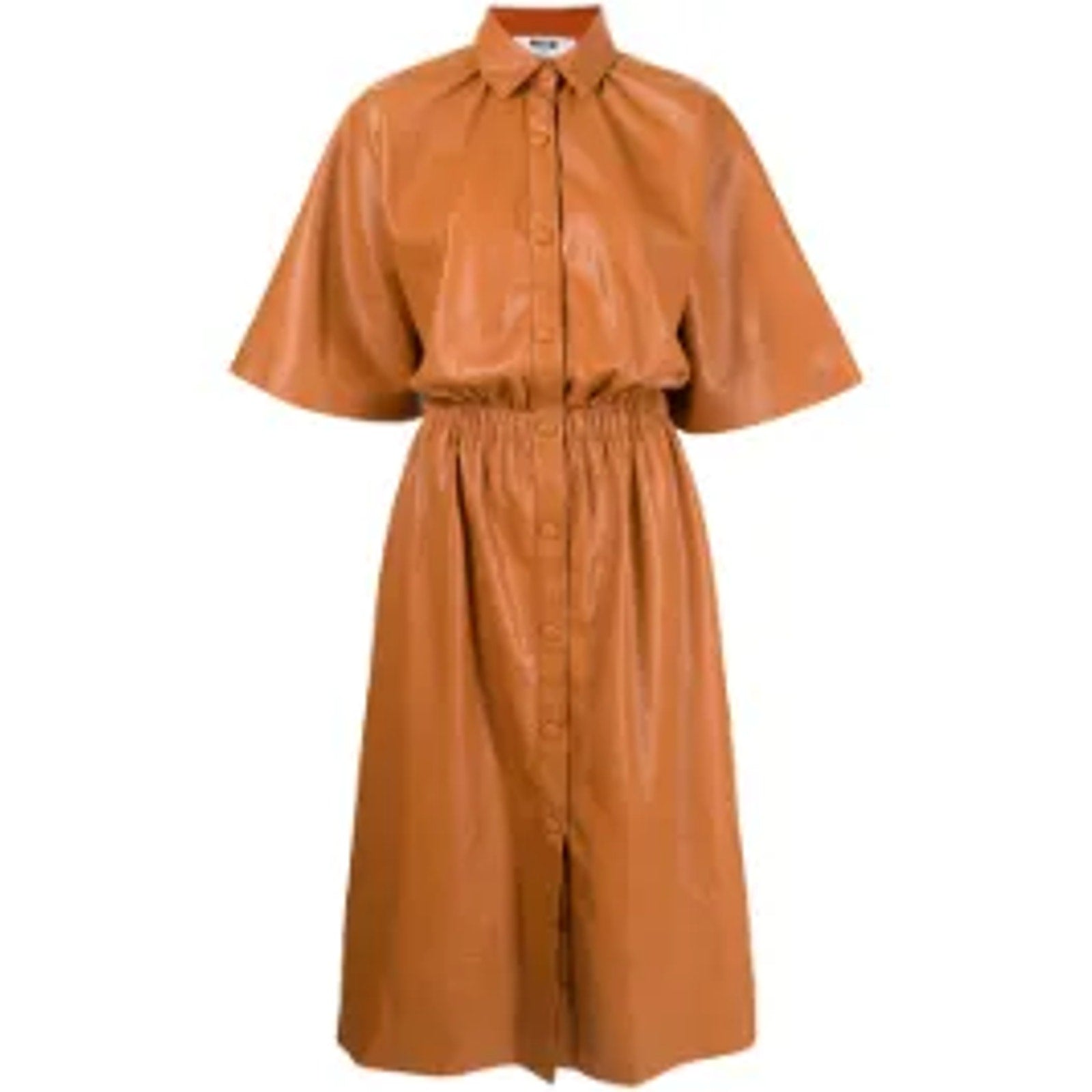 Msgm Faux-Leather Brown Polyester Shirt Dress Size 44 - NWT