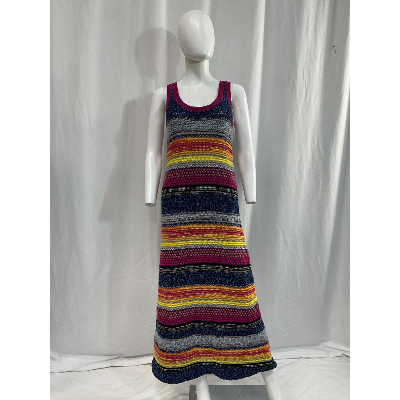 Chlo� 'Striped' Orange Cashmere Wool-Blend Maxi Dress Size S