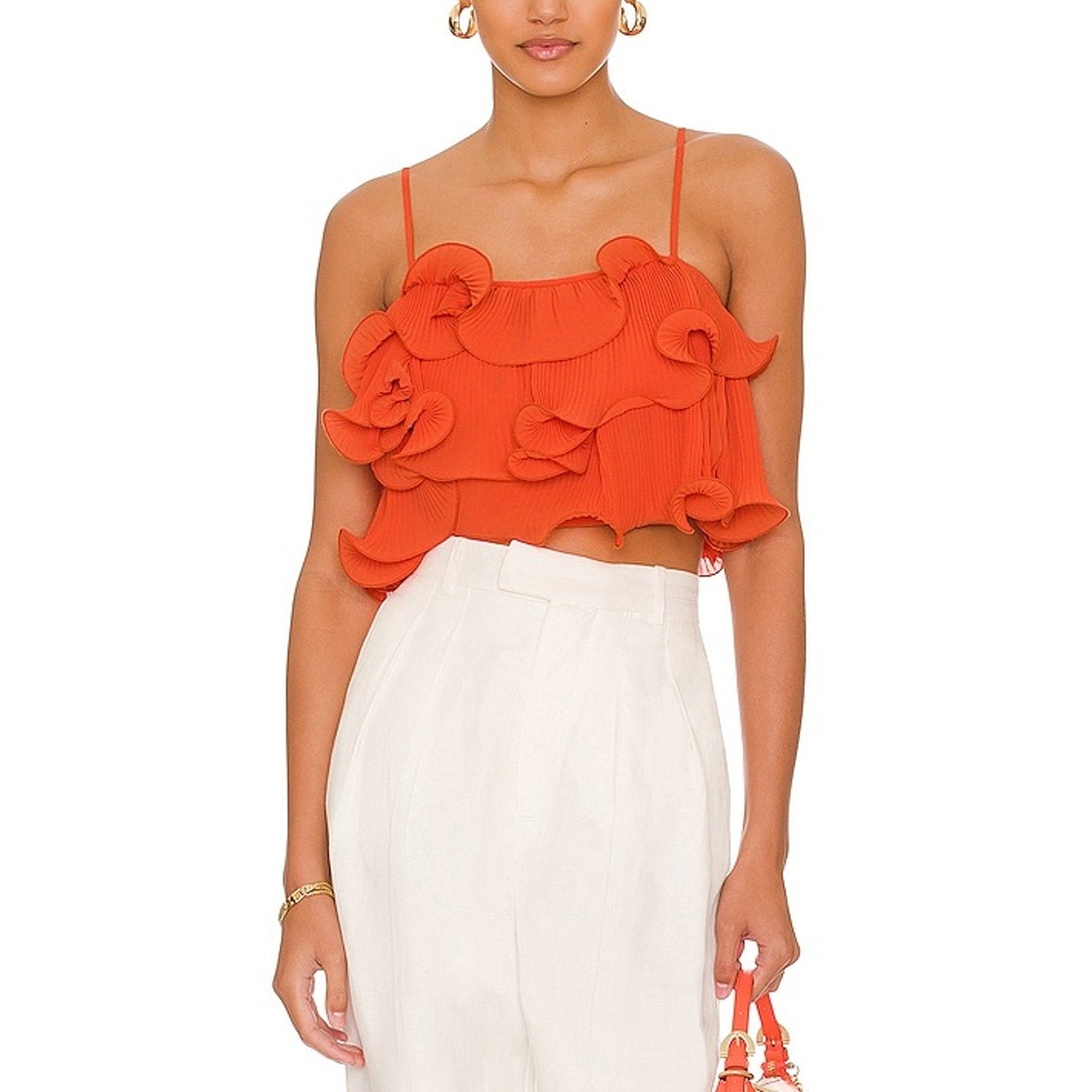 Amur 'Ainsley' Red Poly Ruffle Top Size 0