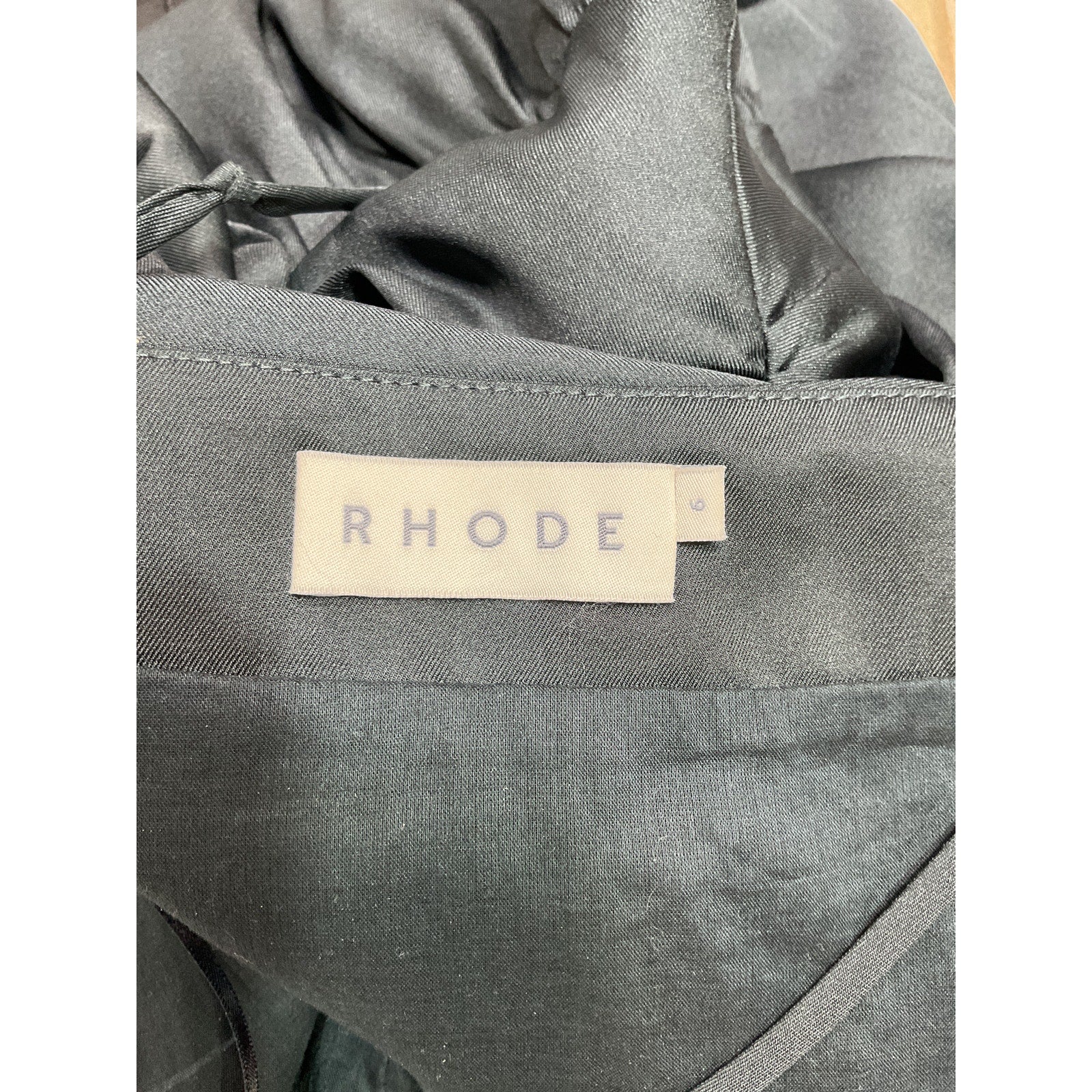 Rhode 'Natalia' Black Ruched Recycled Duchesse-Satin Maxi Dress Size 6