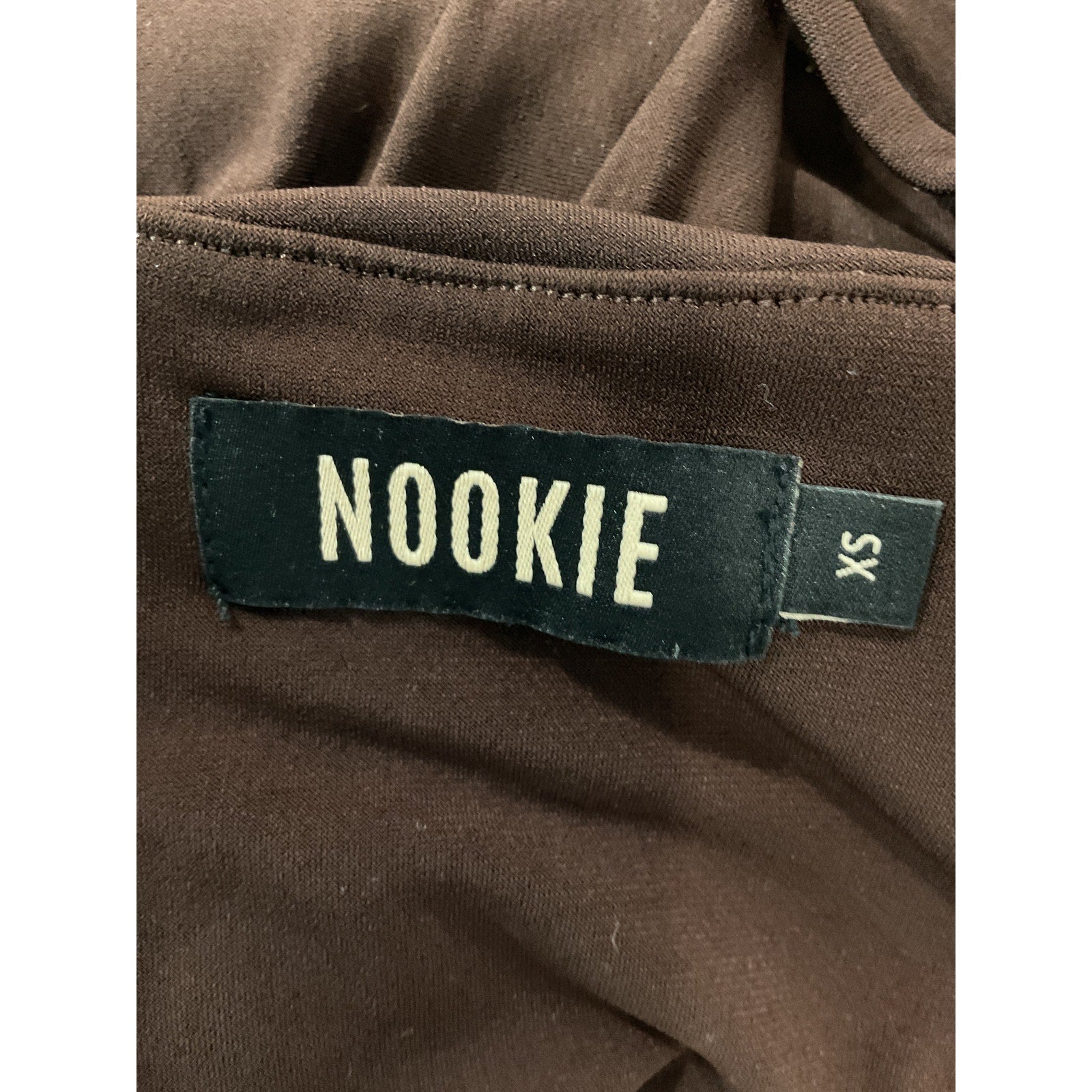 Nookie 'Aria' Brown Crepe Crop Top Size XS