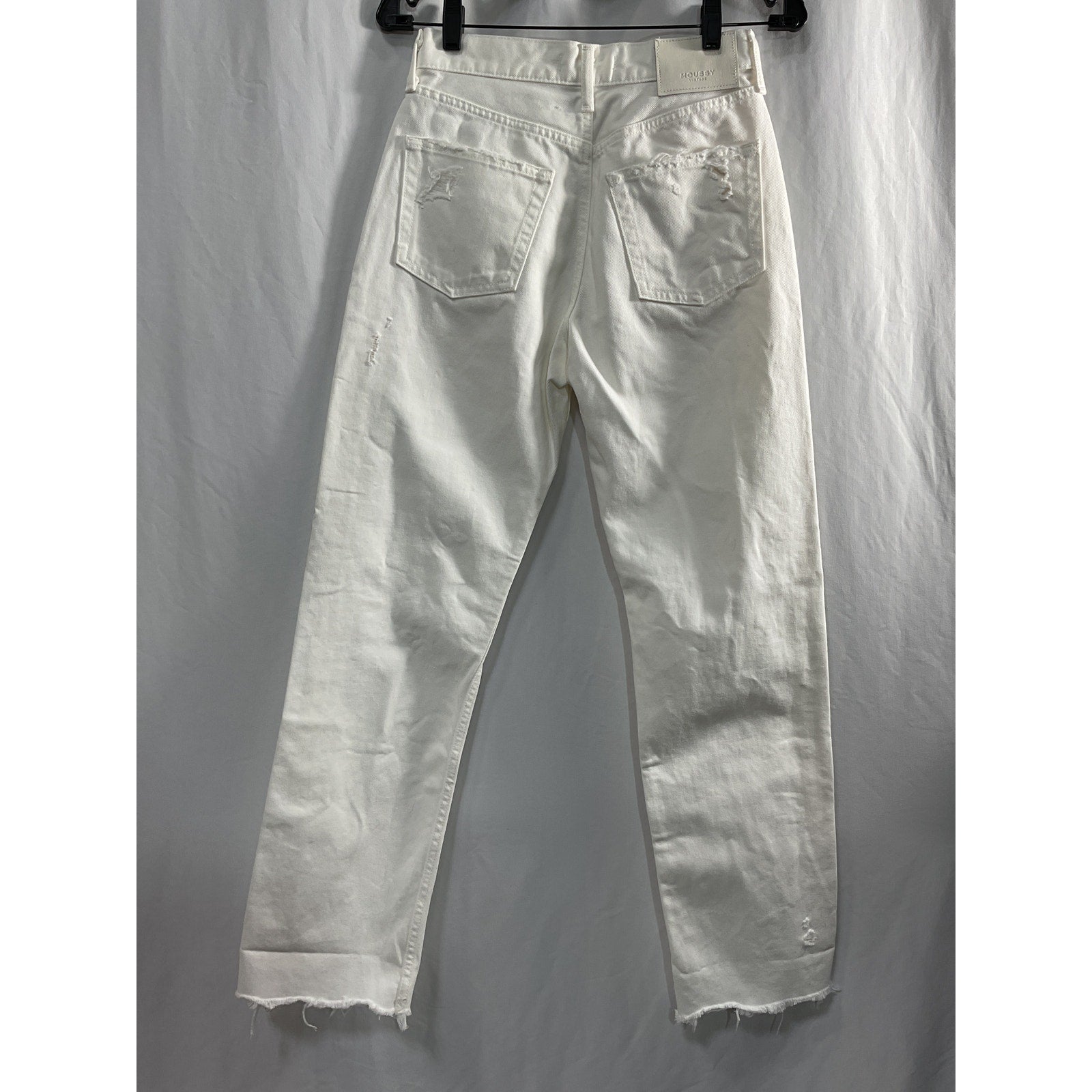 Moussy 'Odessa' White Cotton  Wide Straight Denim Jean Size 26