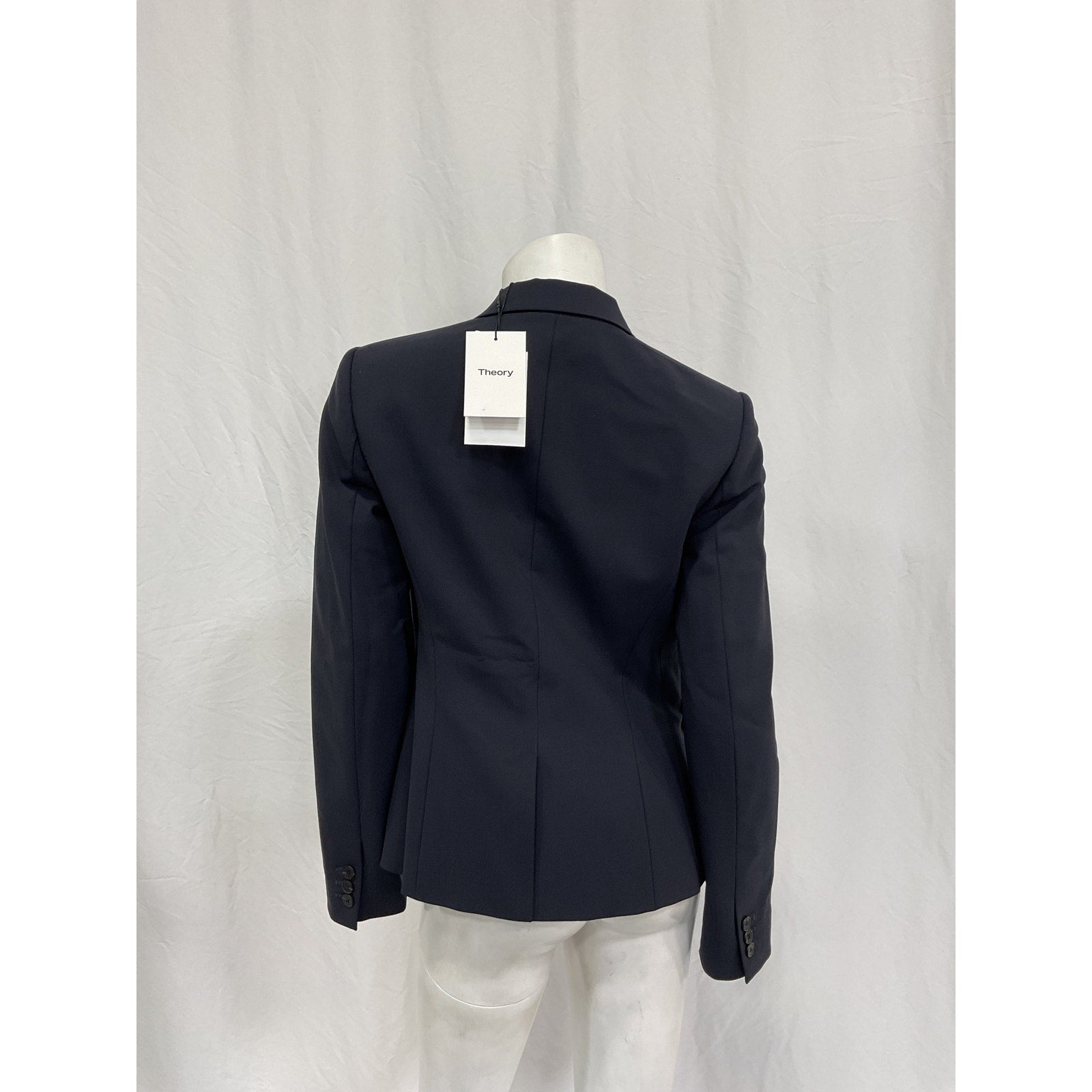 Theory 1 Button Slim Navy Wool Jacket Size 2 - NWT