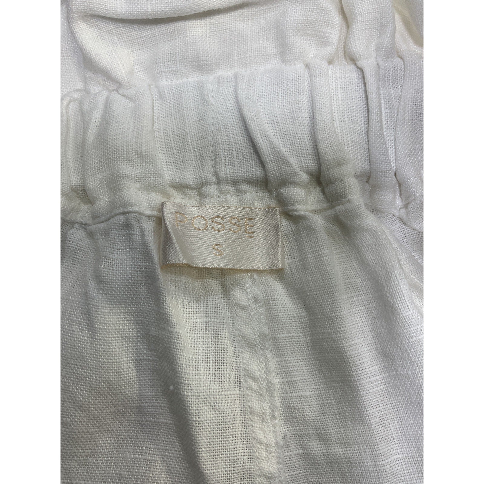 Posse Exclusive White 'Ducky' Oversized Paperbag-Waist Linen Shorts Size S