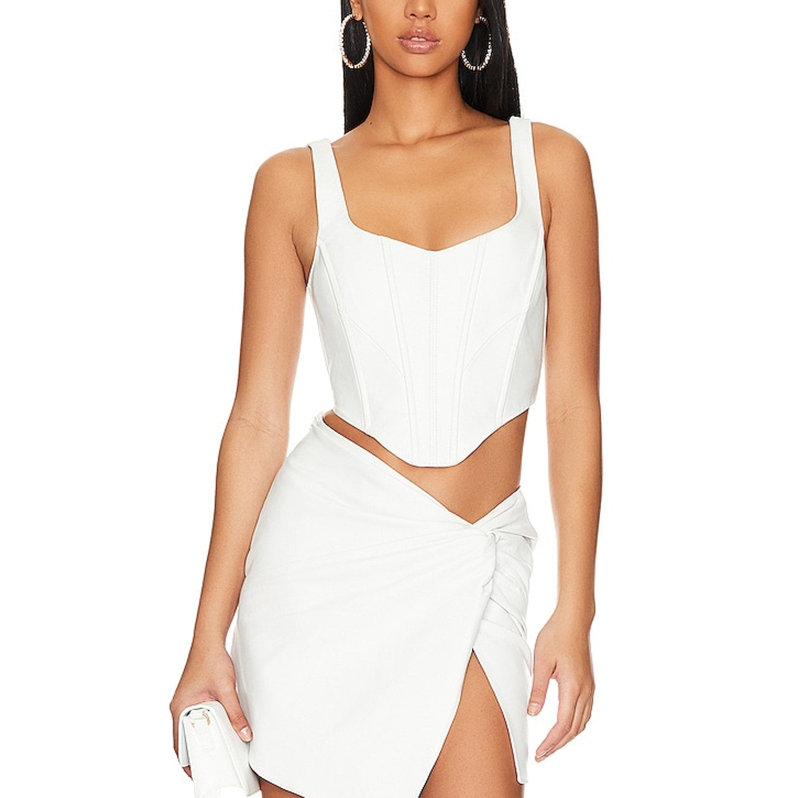 Lamarque 'Tabia' White Faux Leather Corset Size L - NWT