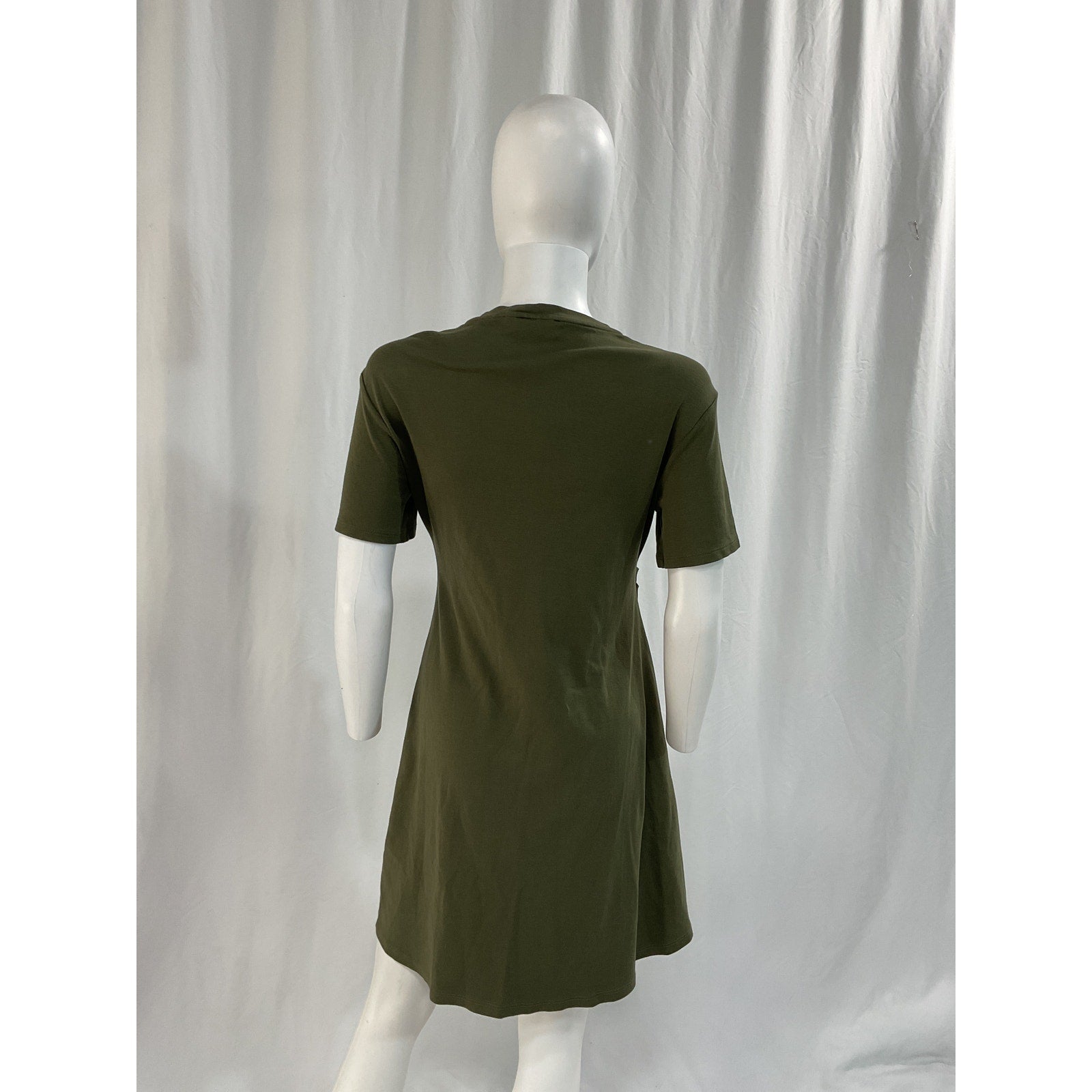 Theory Green Side Drape Short Sleeve Dress Size M