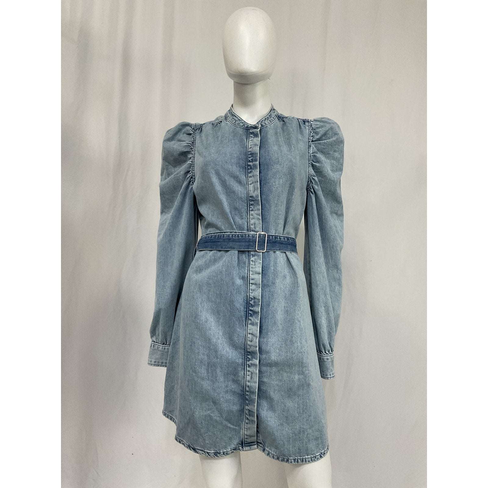 Frame 'Gillian' Blue Cotton Mini Dress Size L