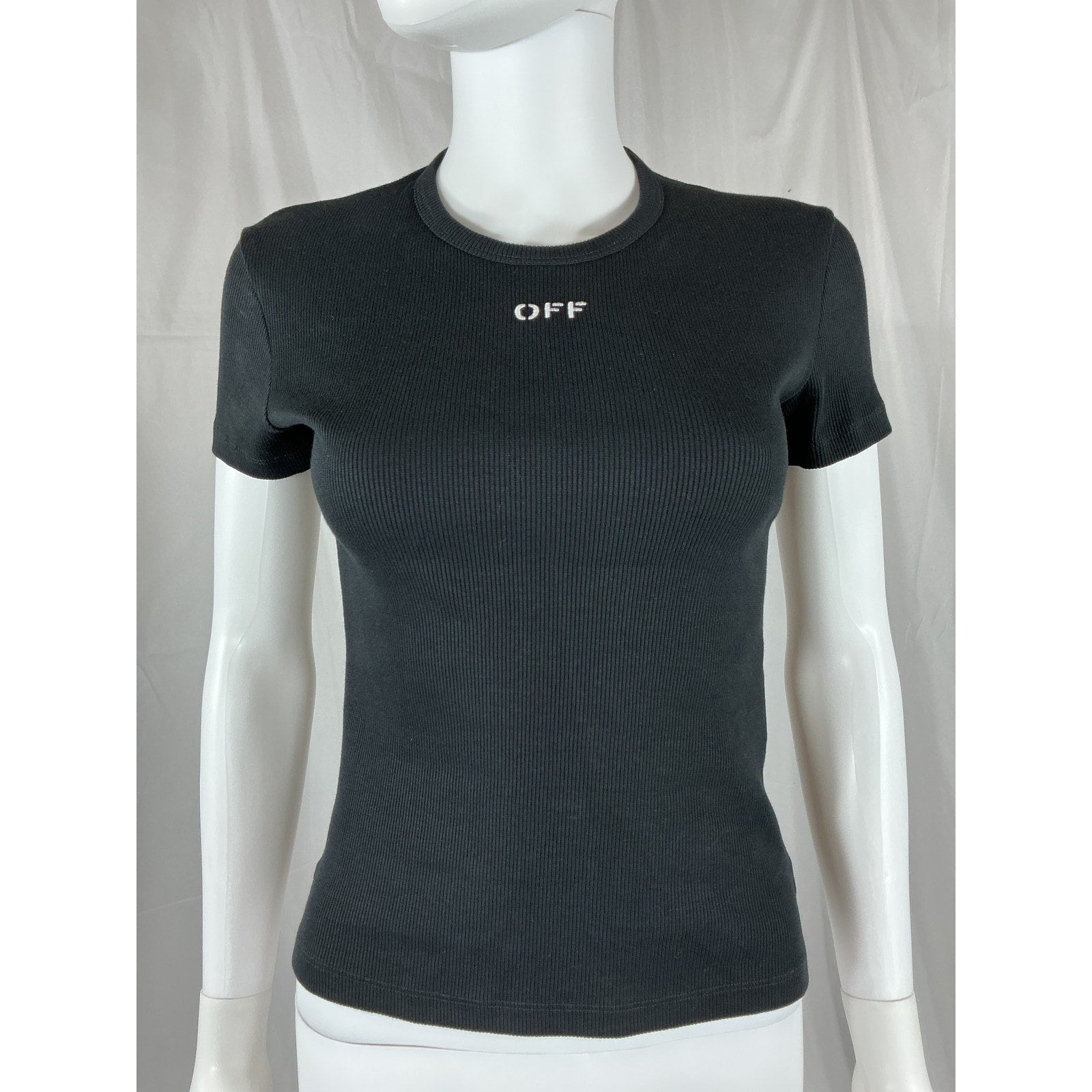 Off-White 'Off Basic' Black Ribbed Tee Size 38