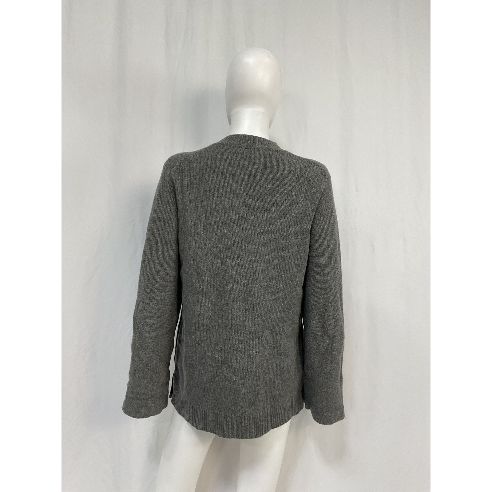 Theory Button Detail Tunic Grey Wool Sweater Size S