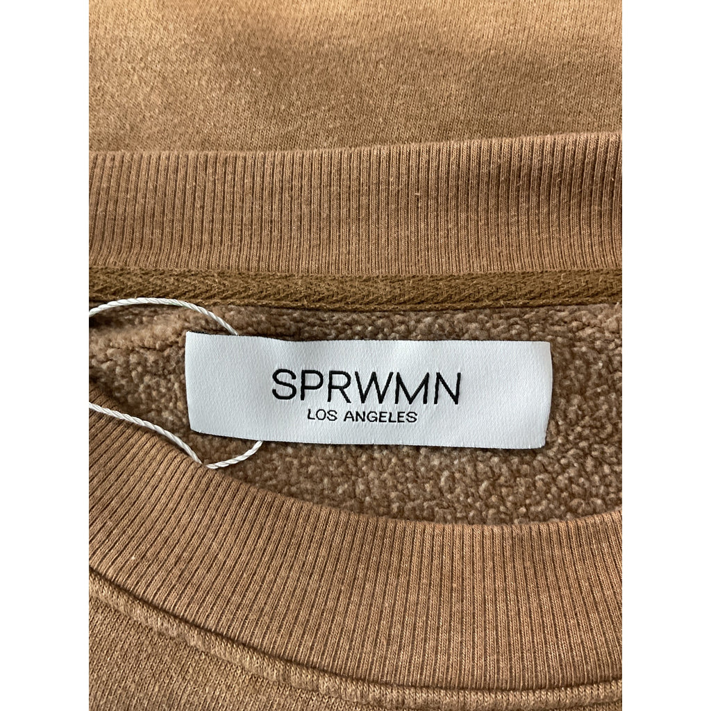 Sprwmn 'Camel' Brown Cotton Tri-Blend Tiny Logo Sweatshirt Size M