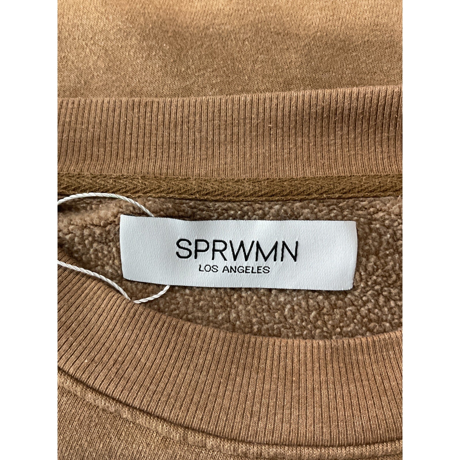 Sprwmn 'Camel' Brown Cotton Tri-Blend Tiny Logo Sweatshirt Size M