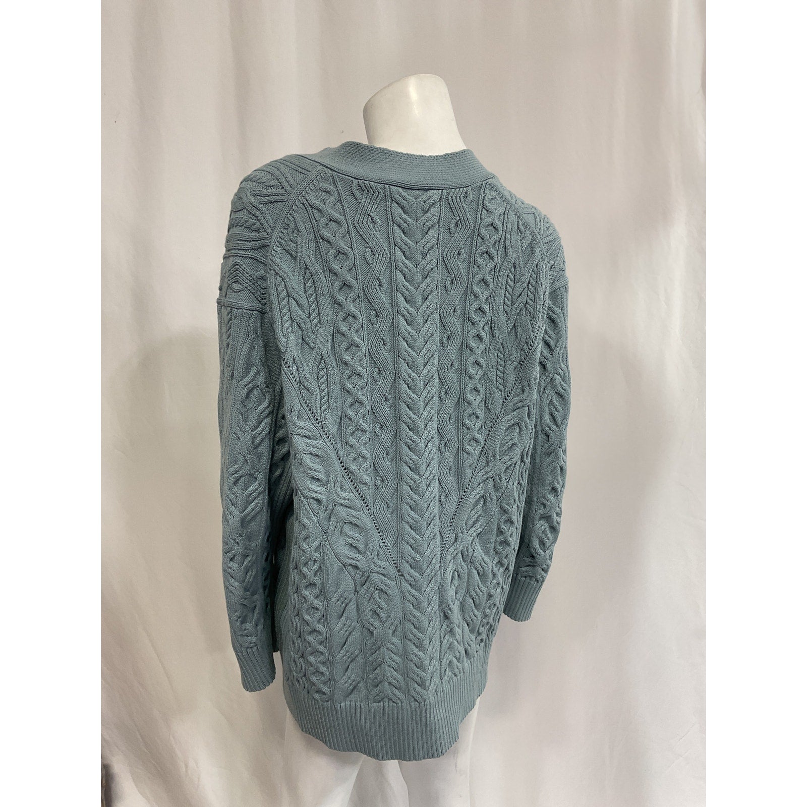 Vince 'Aran' Blue Cable Cardigan Size M