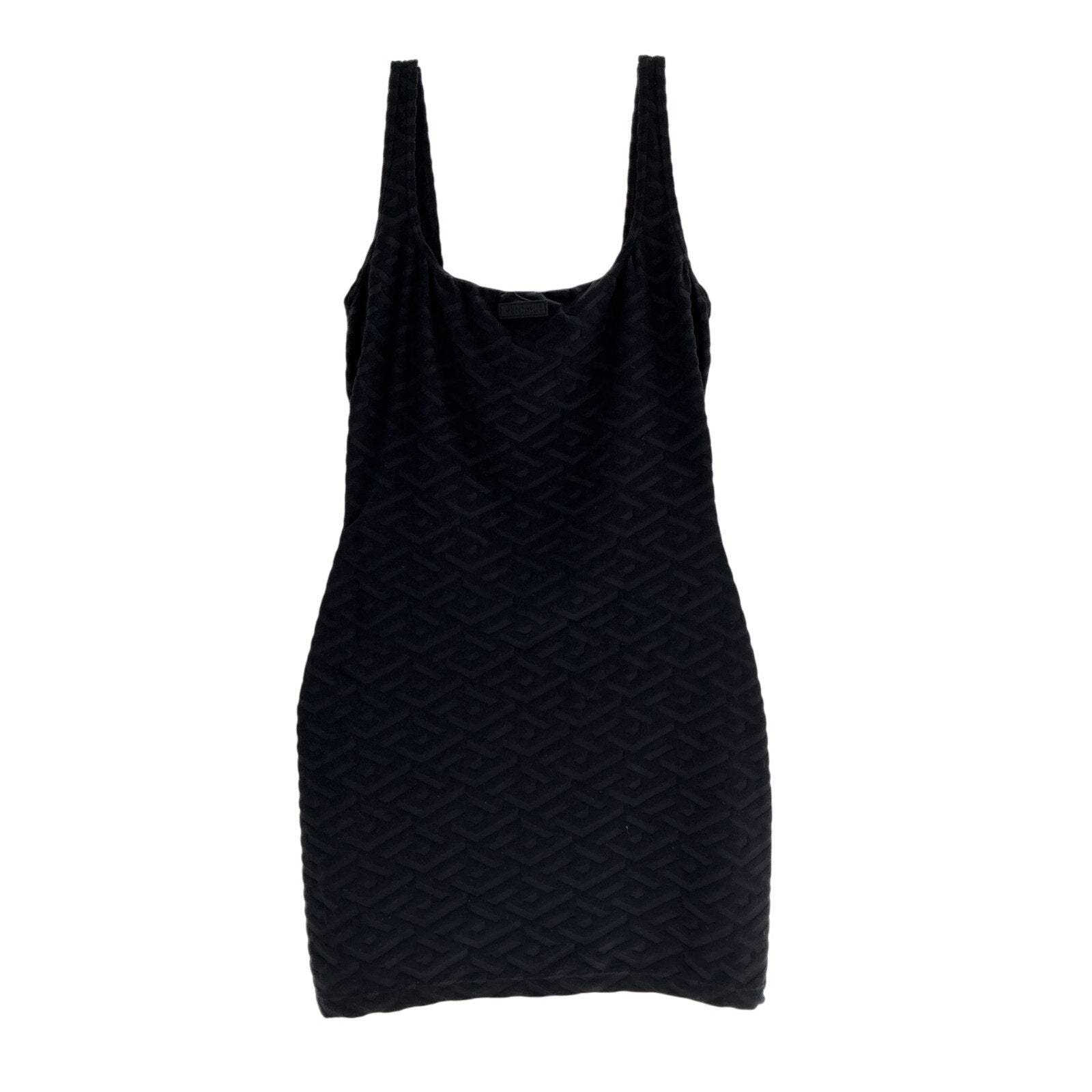 Versace 'Spugna' Black Polyamide Monogram Mini Dress Size 42