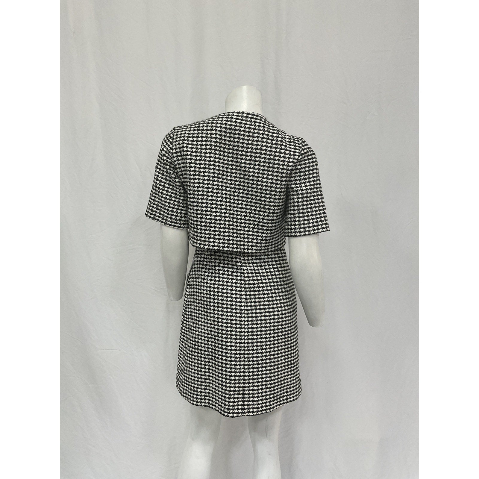 Sandro 'Charlotte' Black Acrylic Layered Houndstooth Tweed Dress Size 2
