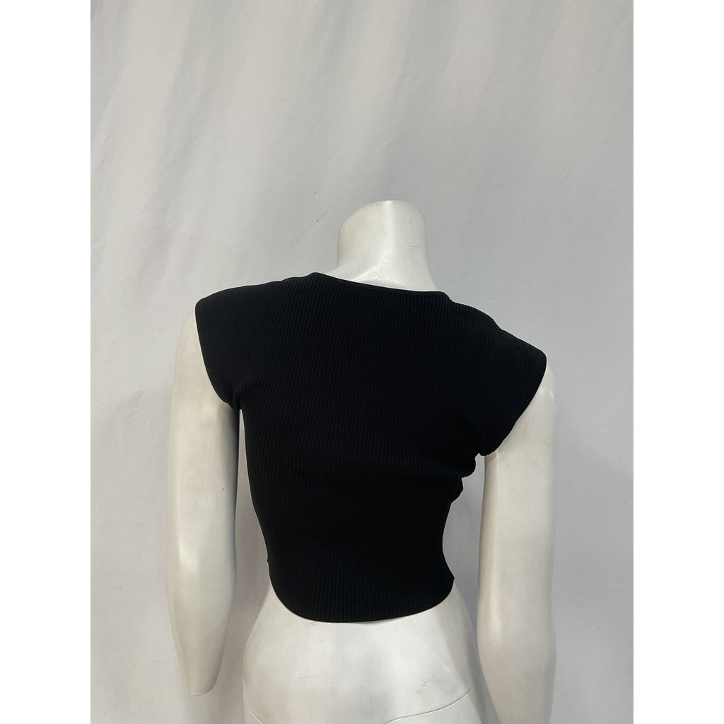 Simkhai 'Abia' Black Cropped Cap Sleeve Tee Size XS