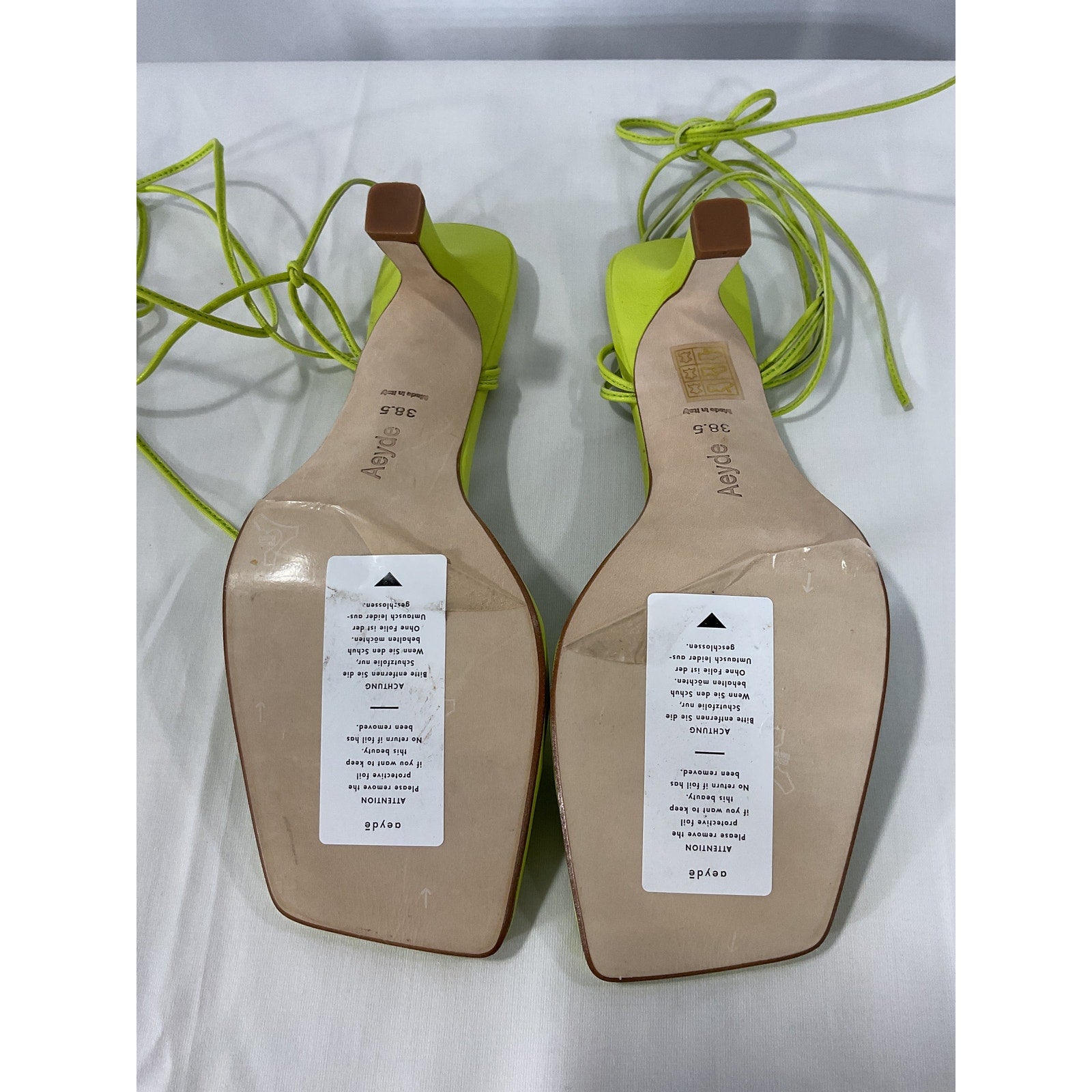 Aeyde 'Roda' Green Leather Sandals Size 8.5