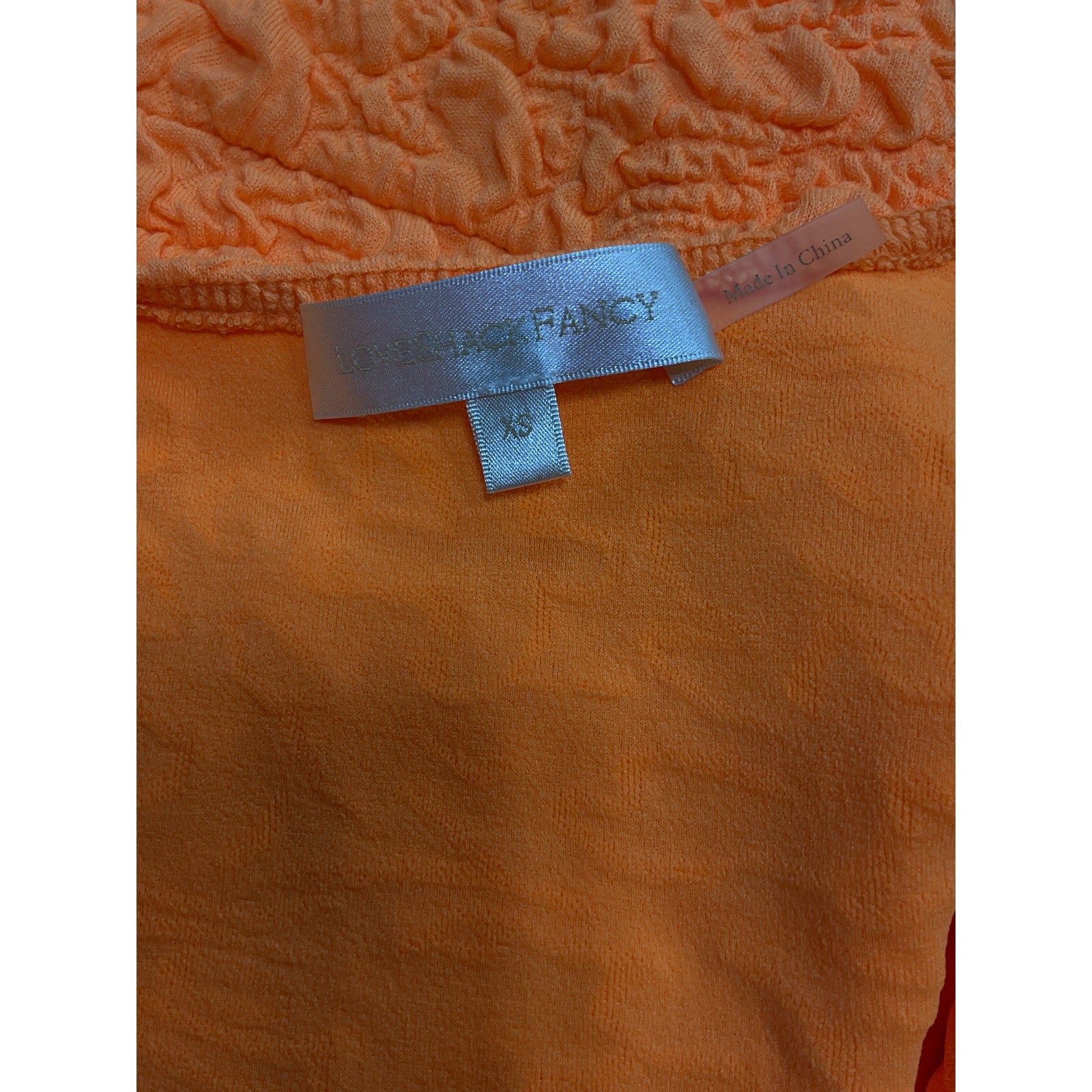 Loveshackfancy 'Bartlette' Orange Crinkled Asymmetrical Mini Dress Size XS