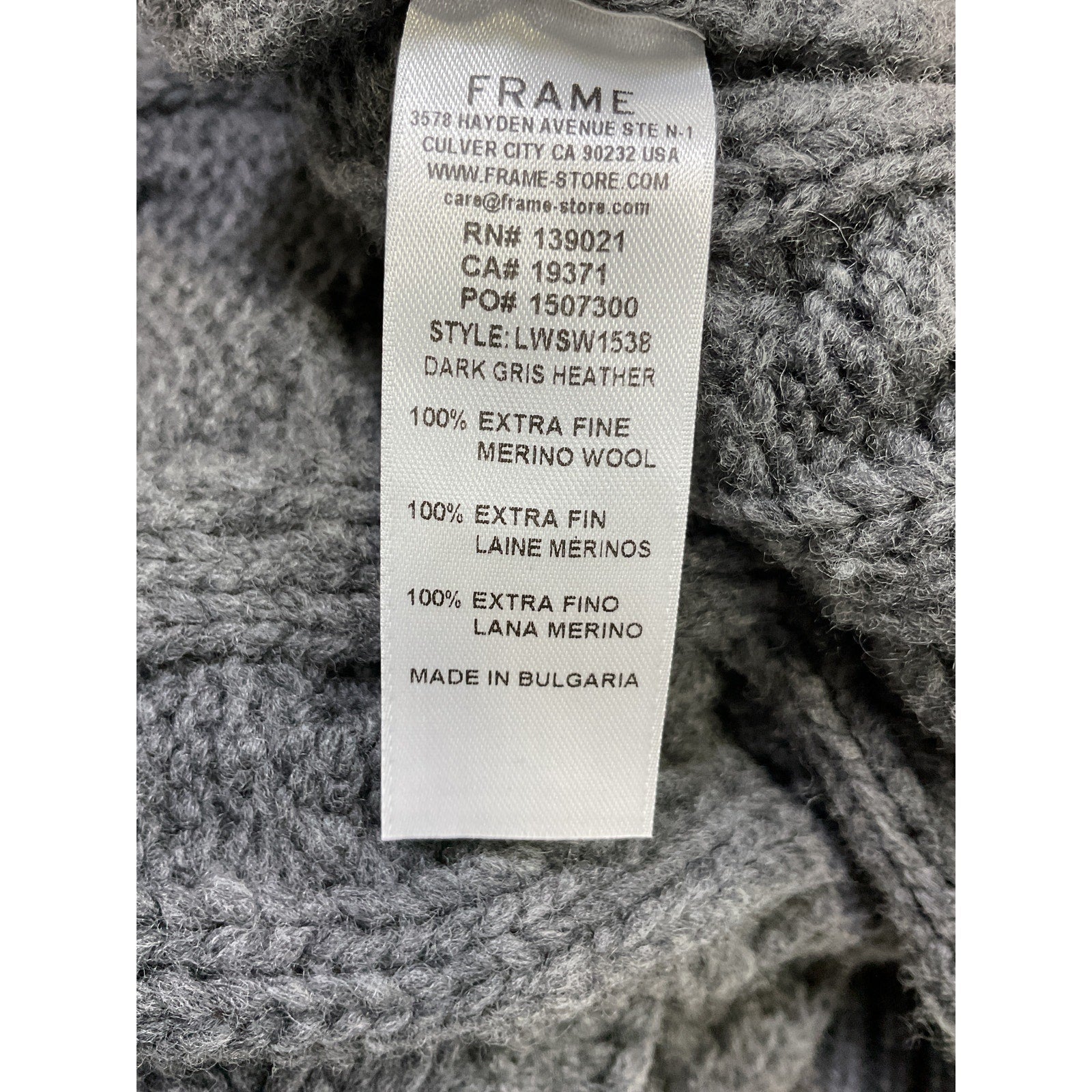 Frame 'Cableknit' Grey Merino Wool Sleeveless Sweater Vest Size S