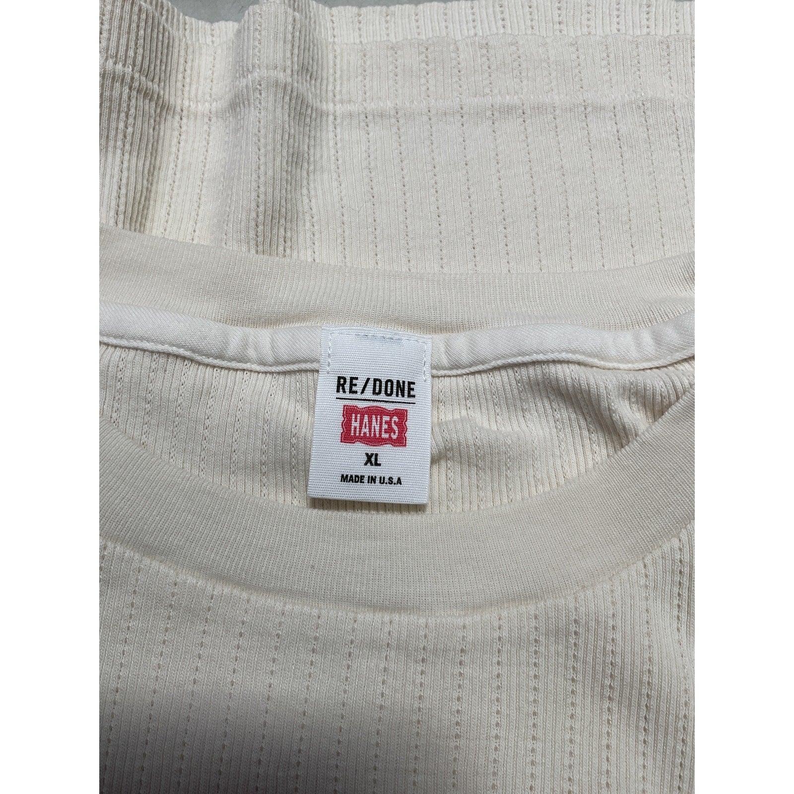 Re/Done '90S' Vintage White Cotton Baby Tee Size XL