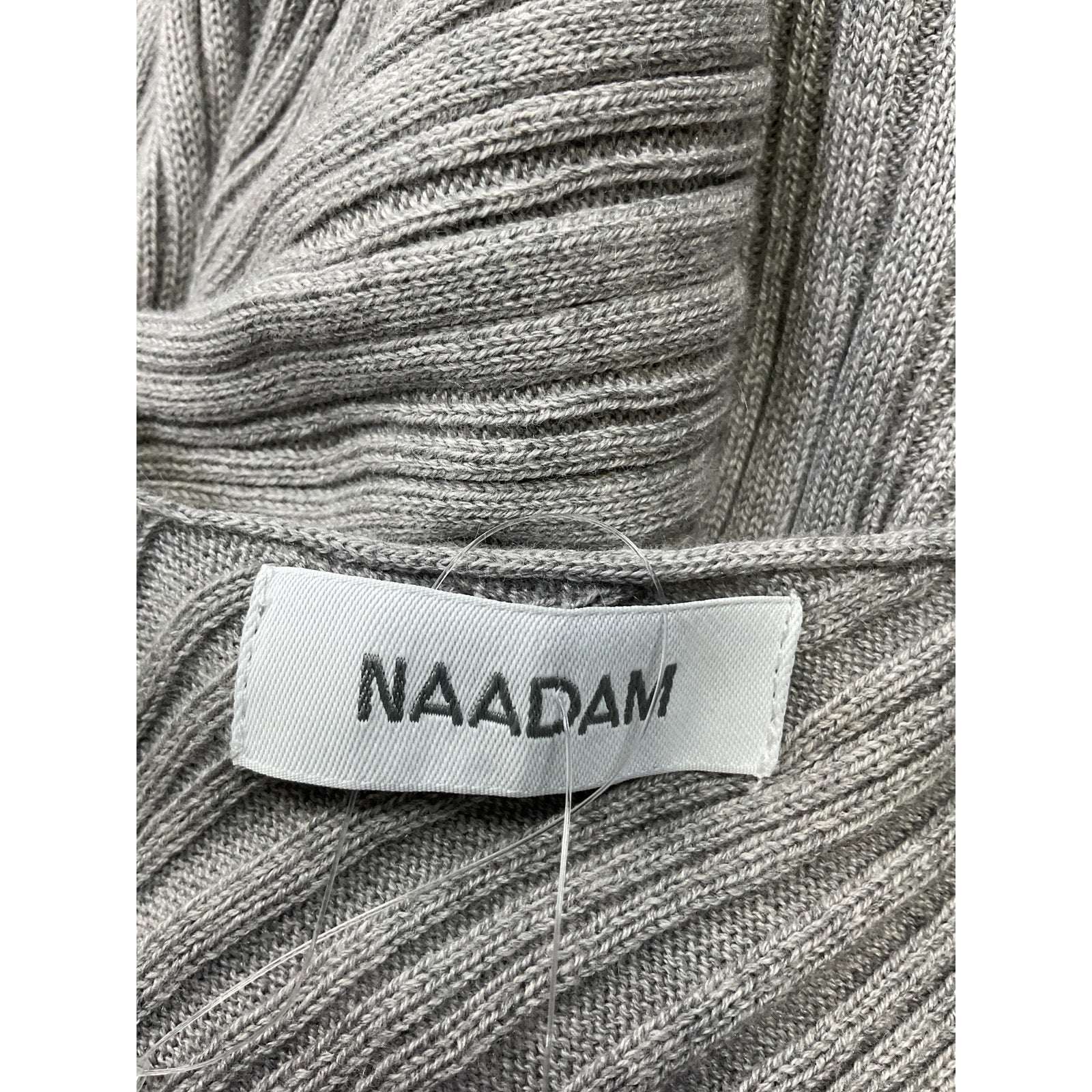Naadam Ribbed Cutout Back Grey Cotton Sweater Size L