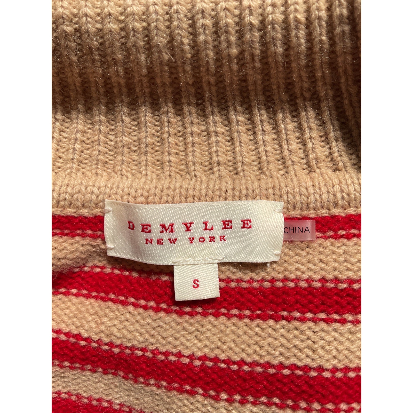Demylee 'Lucian' Red Stripe V Neck Striped Sweater Size S
