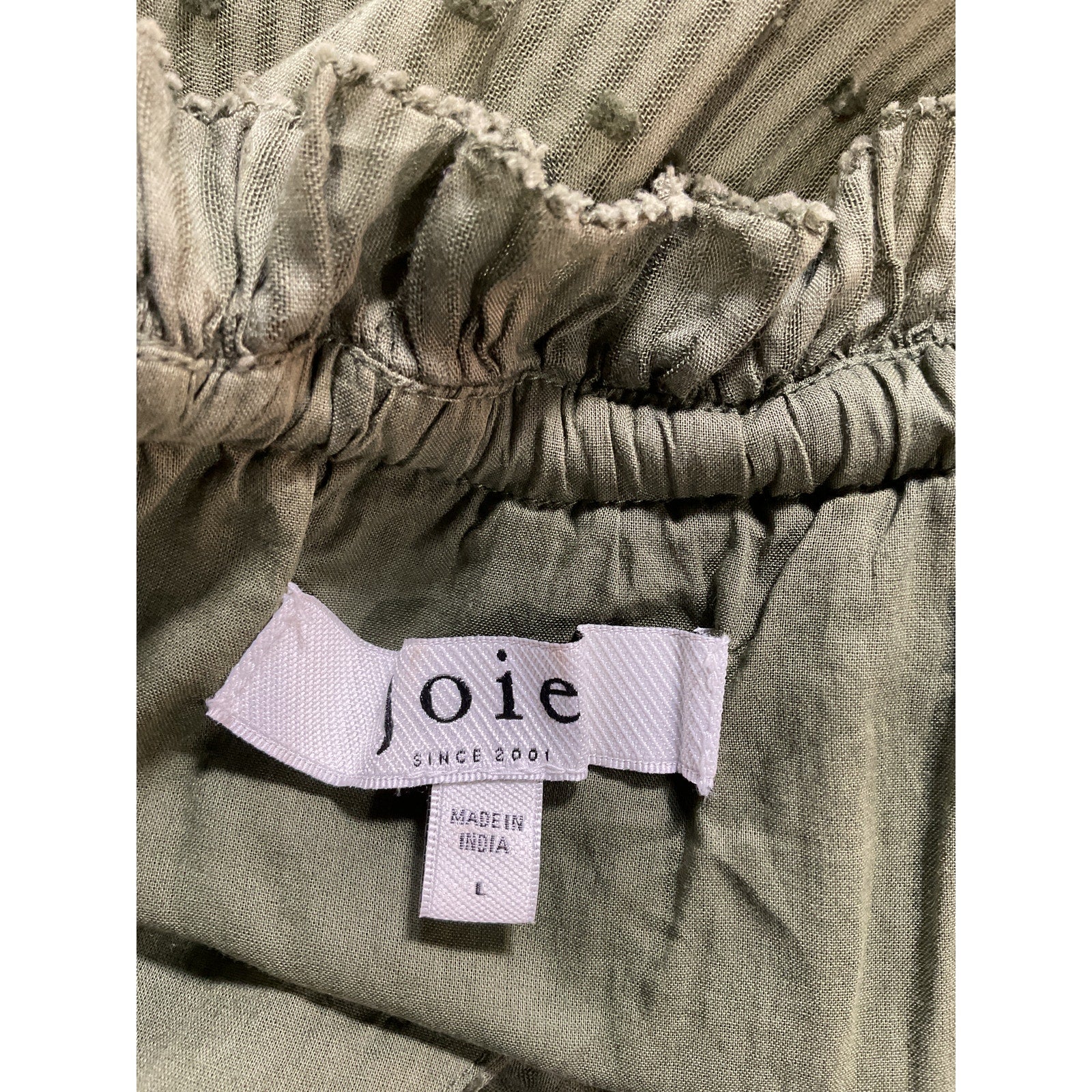 Joie 'Nashua' Green Gathered Swiss-Dot Halter Neck Cotton Dress Size L