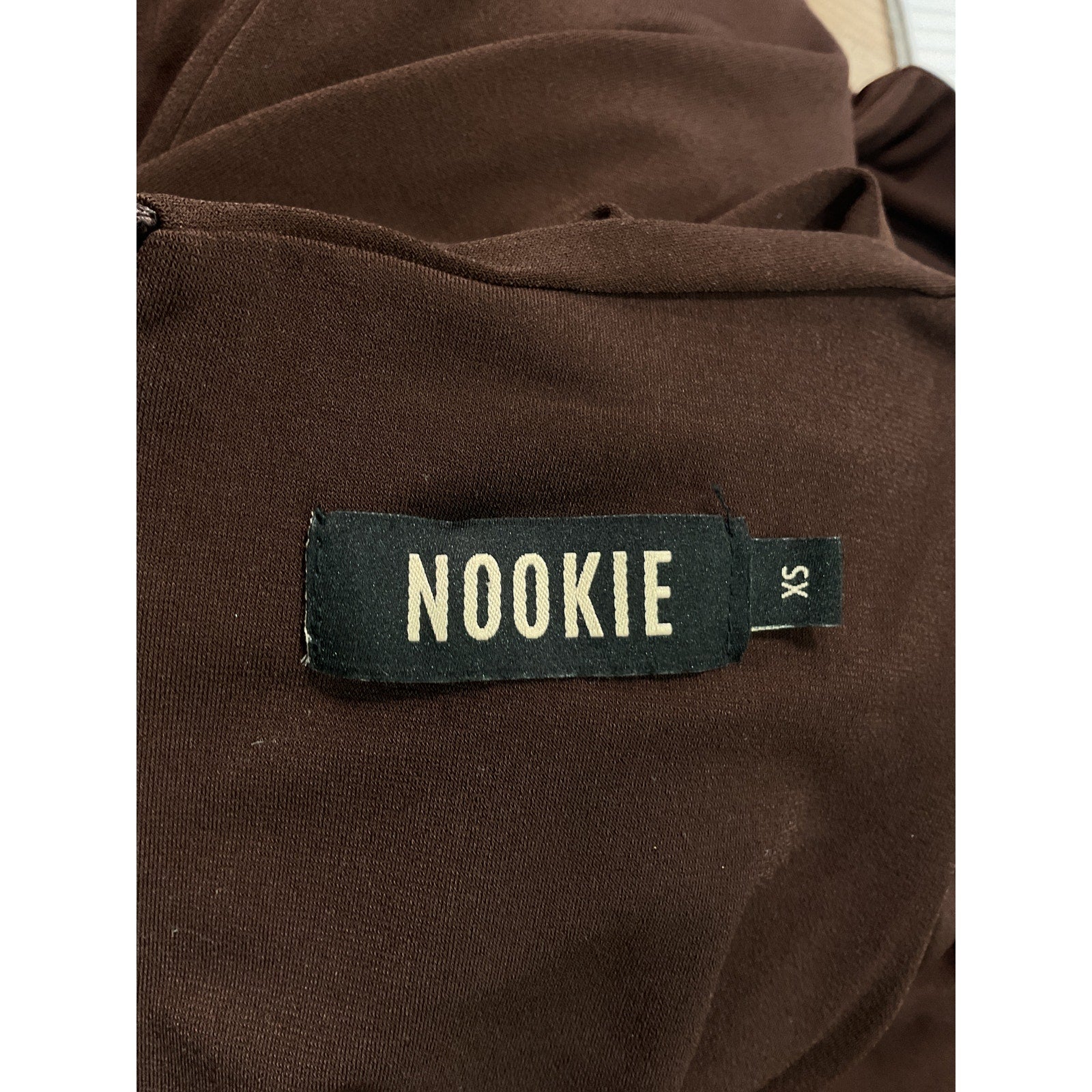 Nookie 'Aria' Brown Crepe Asymmetric Skirt Size XS