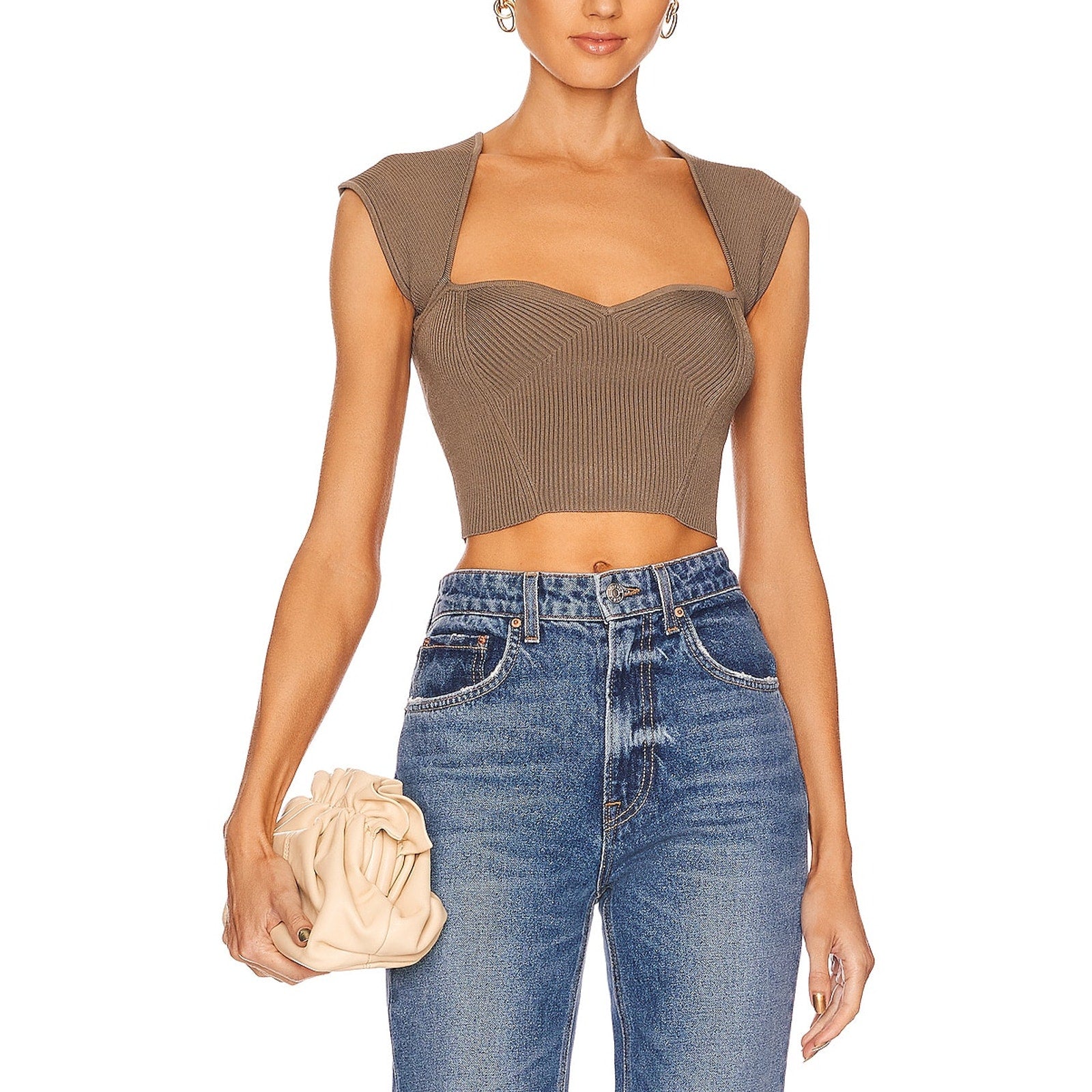 Simkhai 'Abia' Green Cropped Cap Sleeve Tee Size XS