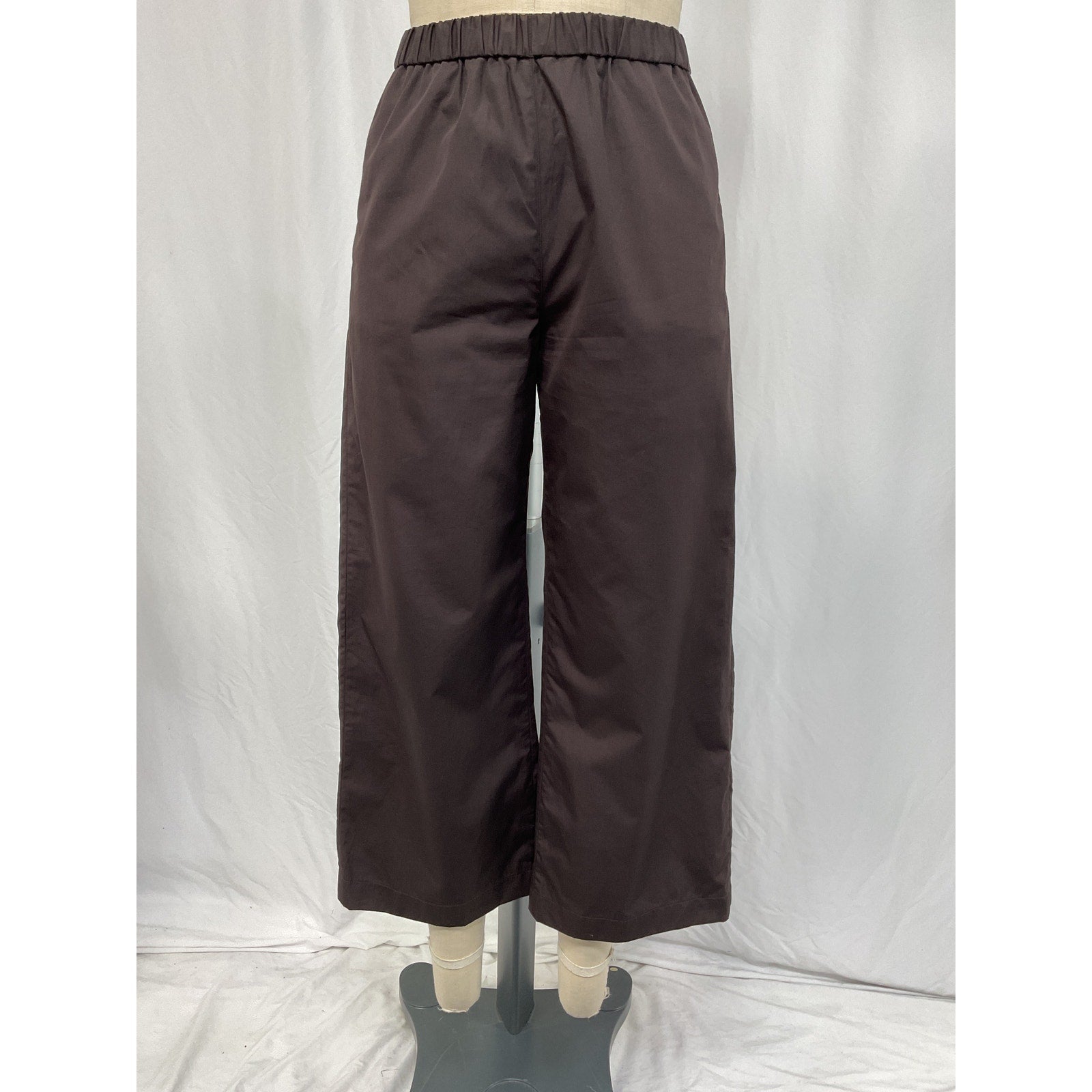 Aspesi Elastic-Waist Black Cotton Wide-Leg Trousers Size 2