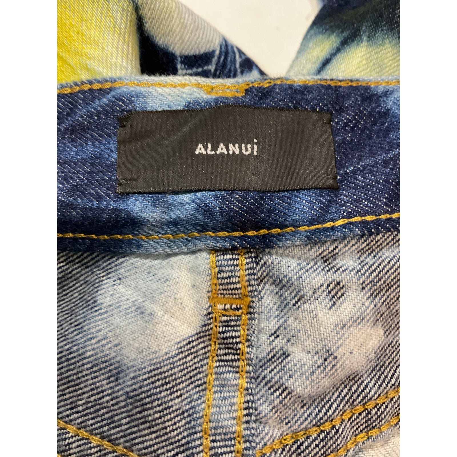 Alanui Moonrise 'Tie-Dyed' Blue High-Rise Wide-Leg Denim Jeans Size 27