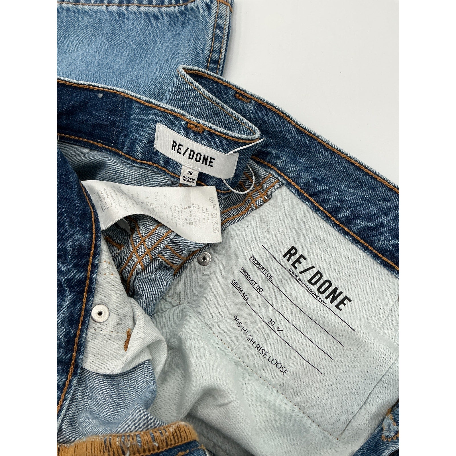 Re/Done '90S' Blue High-Rise Loose Denim Jean Size 26