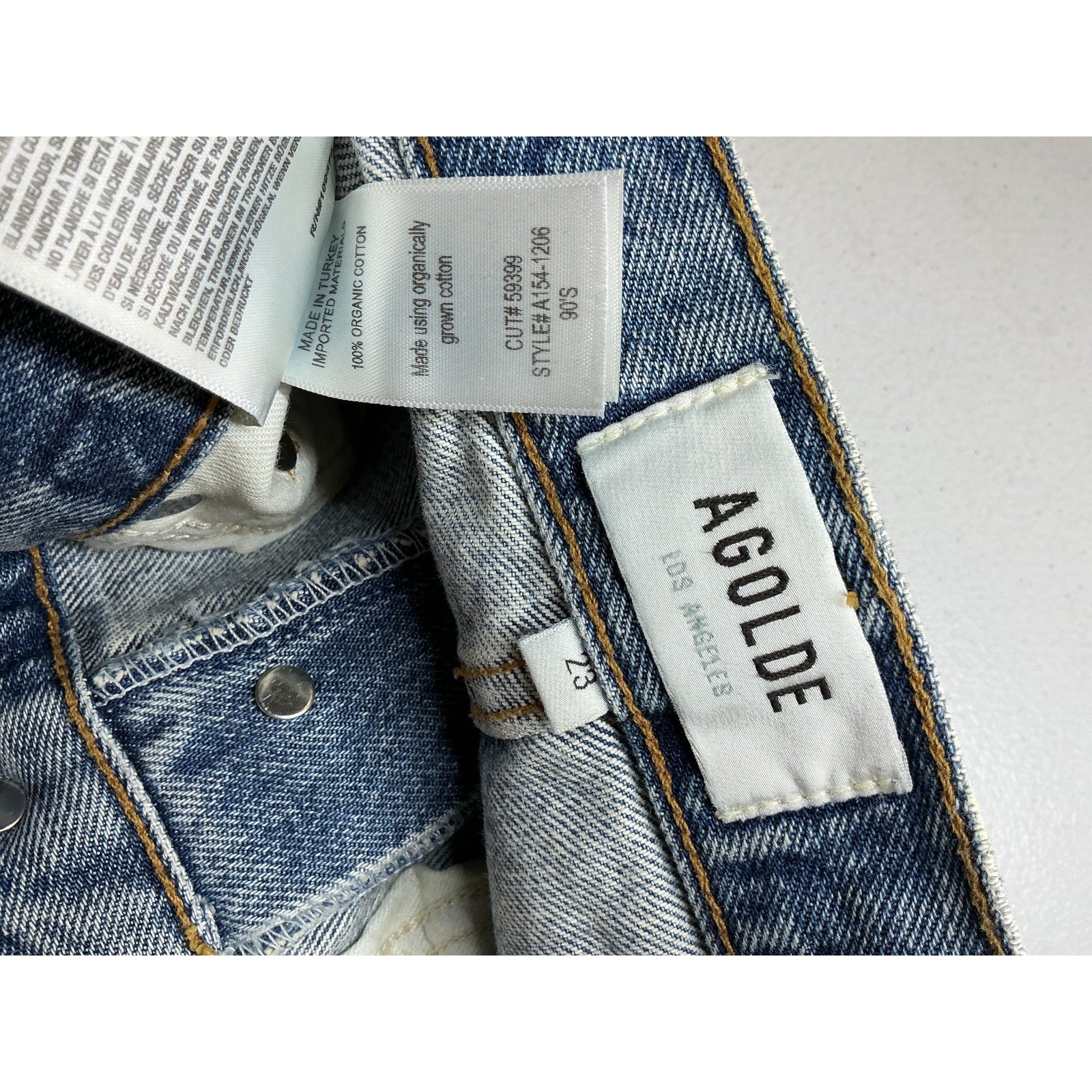 Agolde '90'S' Blue Cotton Pinch Waist Denim Jean Size 23