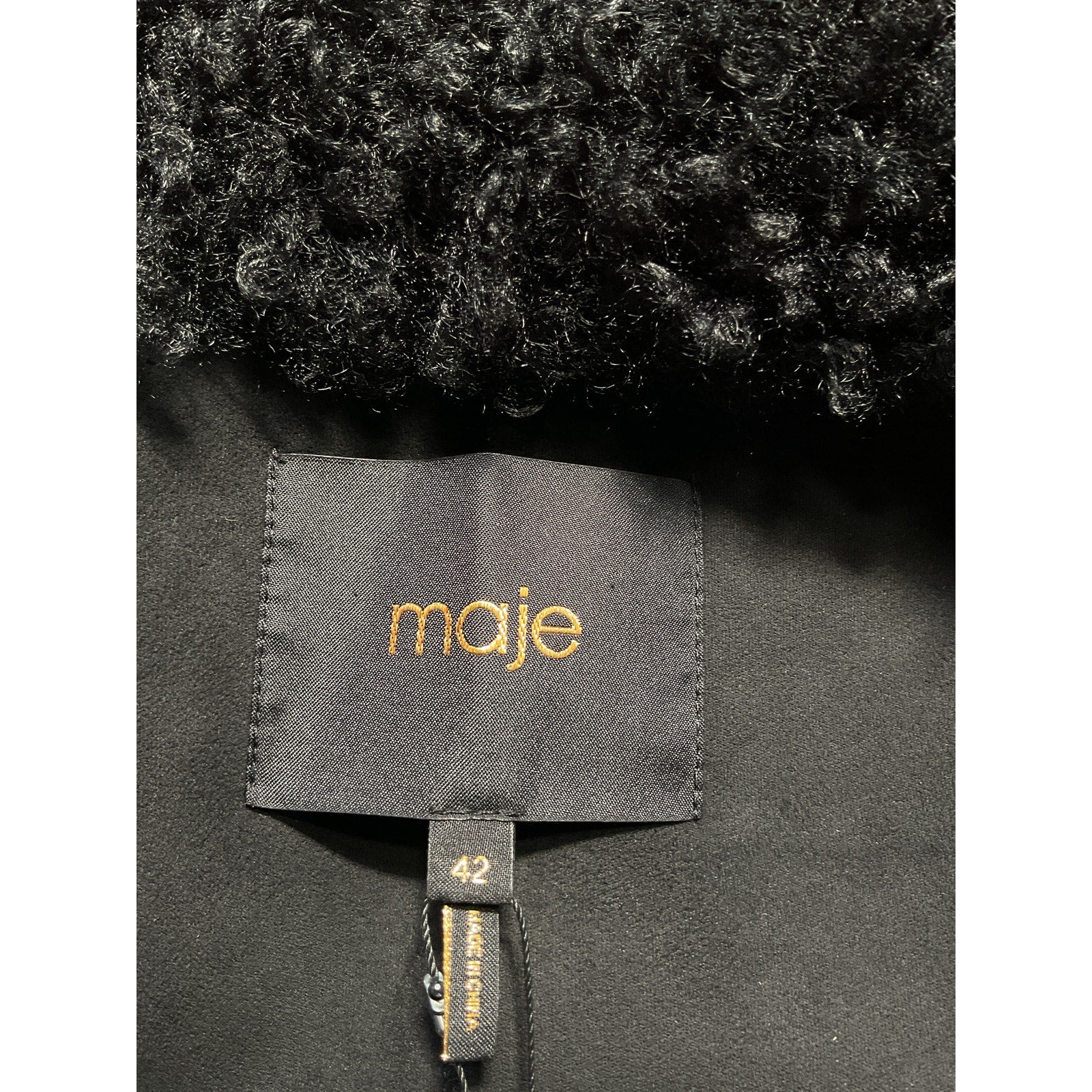 Maje 'Gipette' Black Faux Fur Jacket Size 10 - NWT