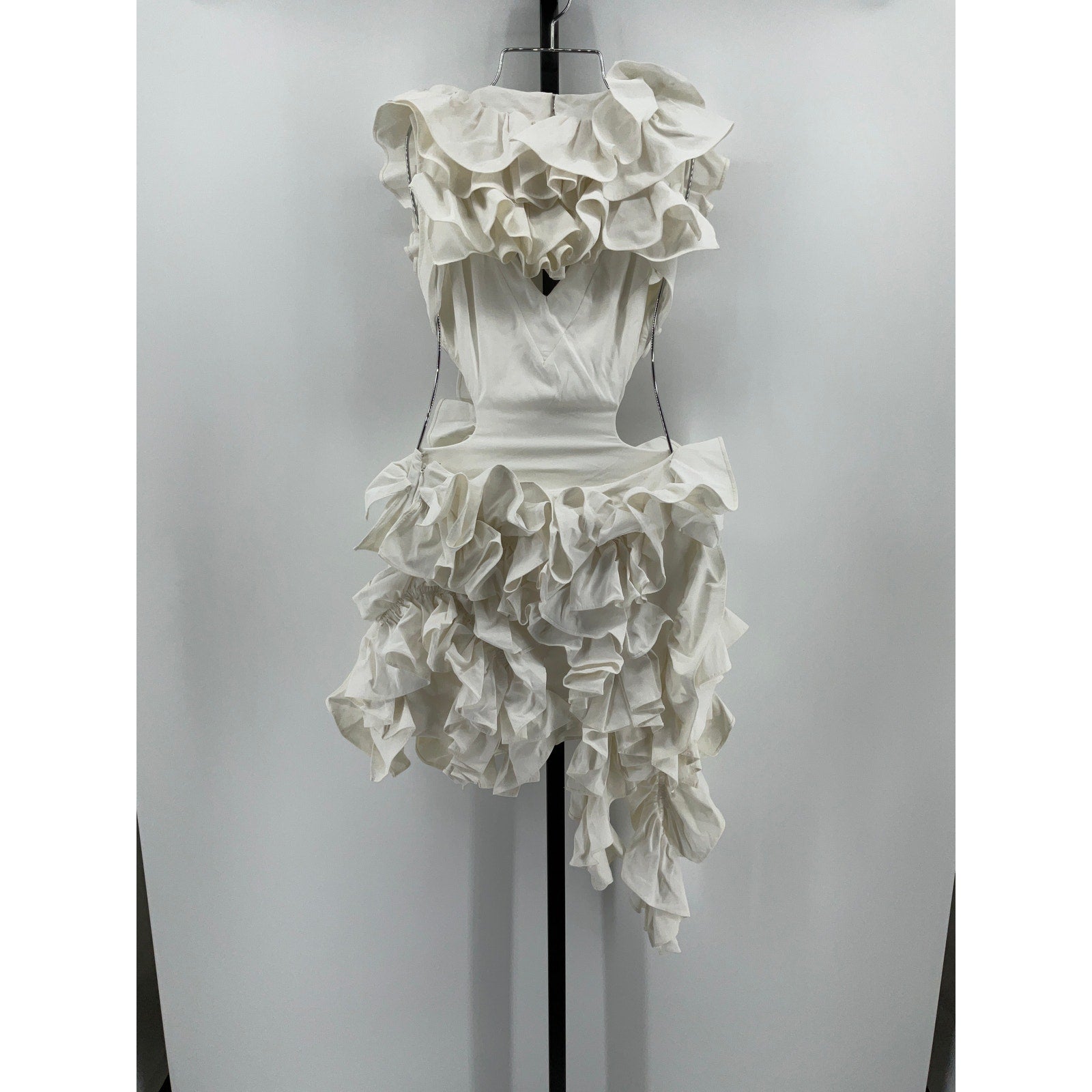Aknvas 'Jagger' White Nylon Ruffle Dress Size 0