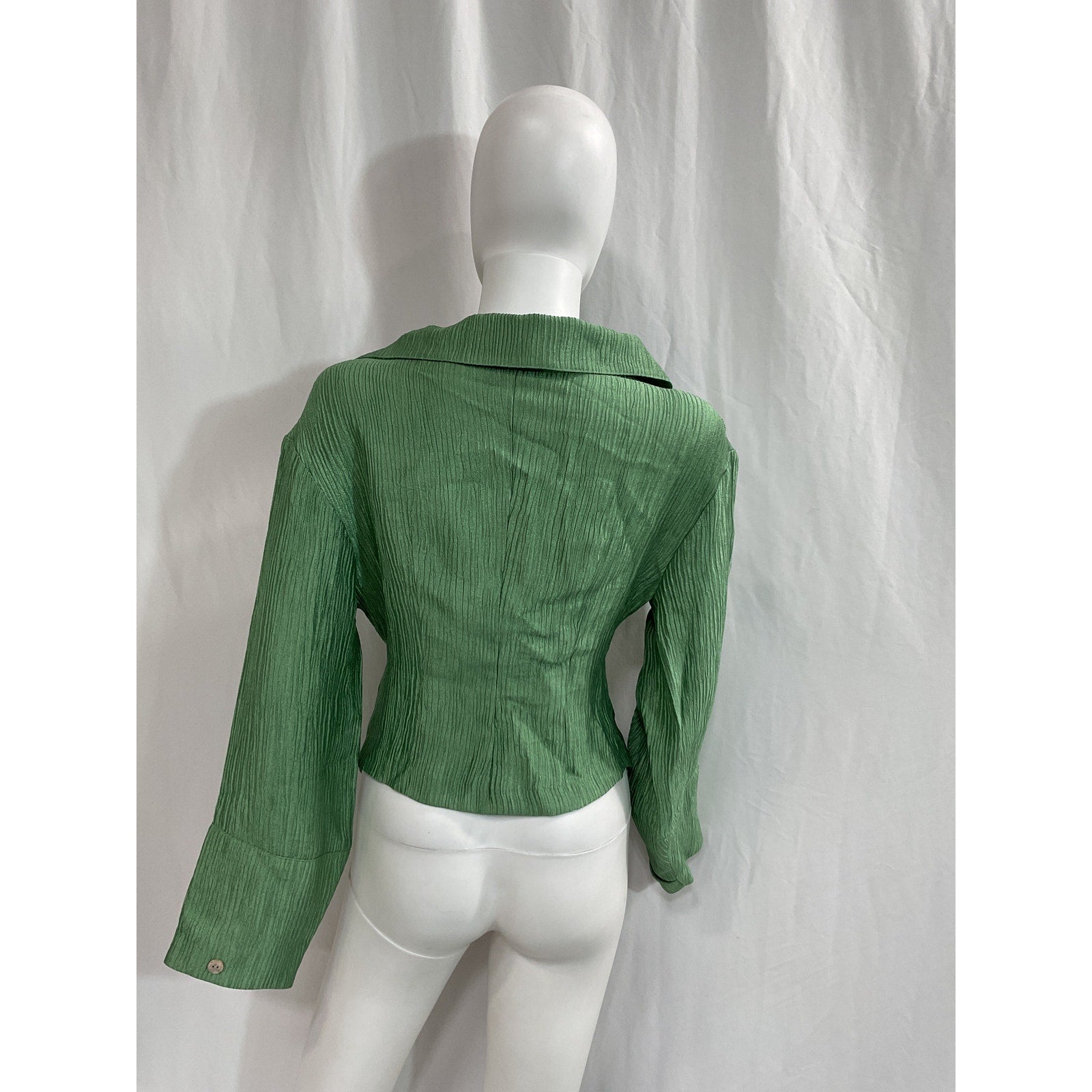 Nanushka 'Idris' Green Ruched Long Sleeve Blouse Size XS