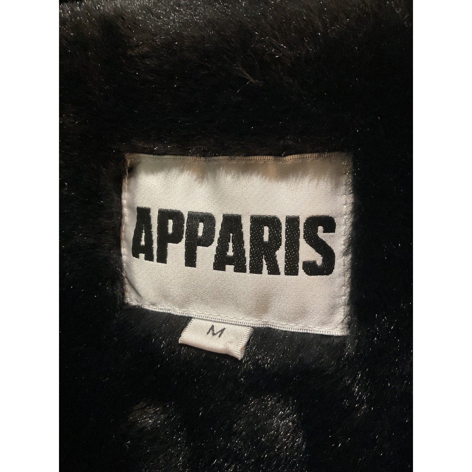 Apparis James Faux Fur Black Polyester Lined Plaid Shirt Coat Size M