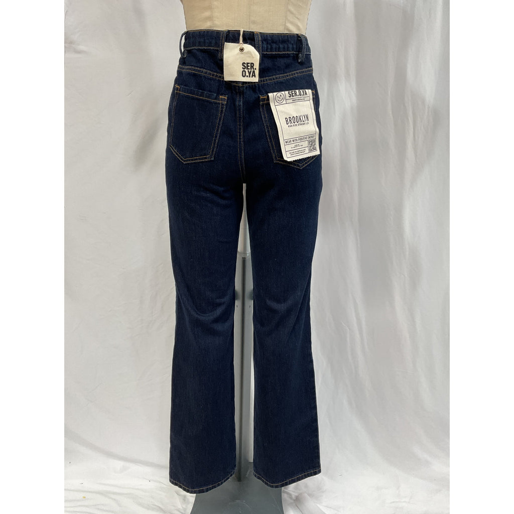 Ser.O.Ya 'Brooklyn' Black High Rise Straight Denim Jean Size 26 - NWT