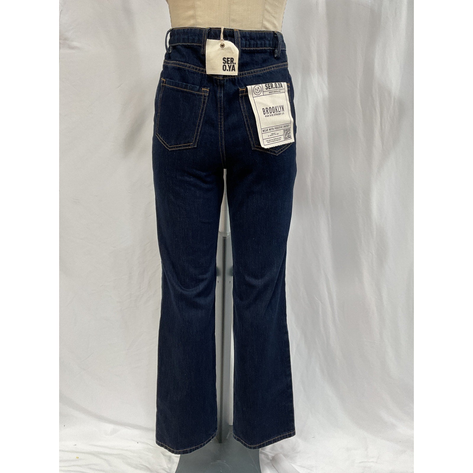 Ser.O.Ya 'Brooklyn' Black High Rise Straight Denim Jean Size 26 - NWT