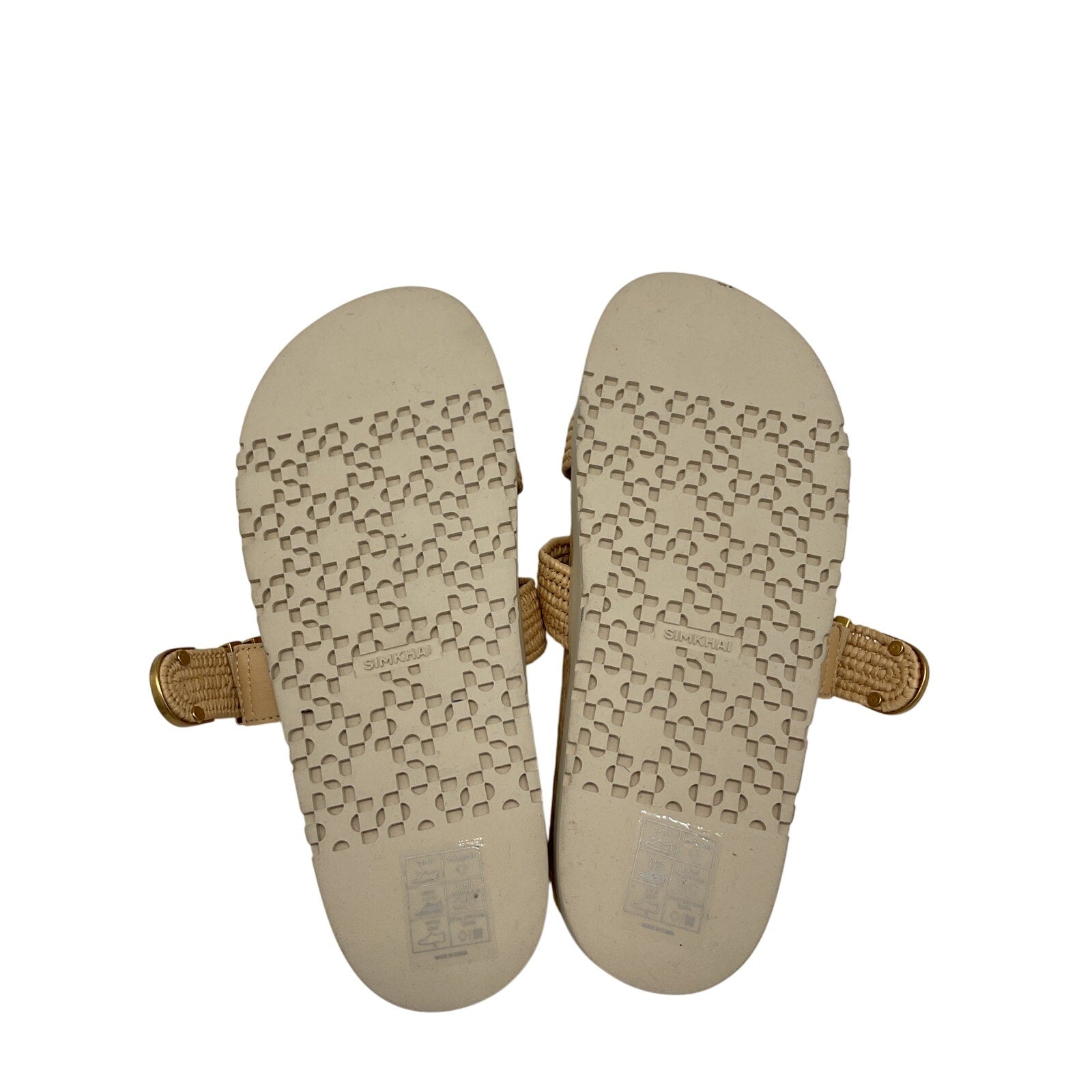 Simkhai 'Aida' Beige Rubber Raffia Buckle Sandals Size 40