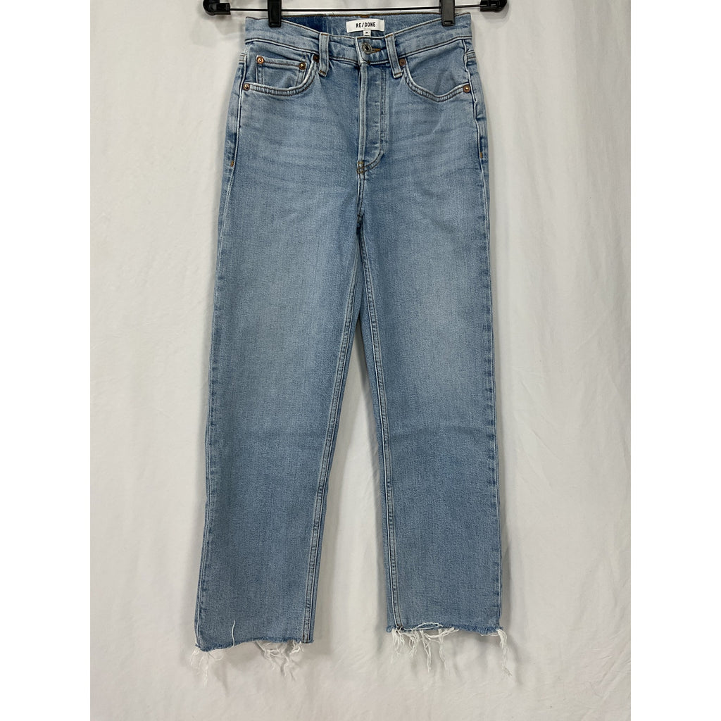 Re/Done '70S' Blue Cotton Stove Pipe High-Rise Straight Jeans Size 24
