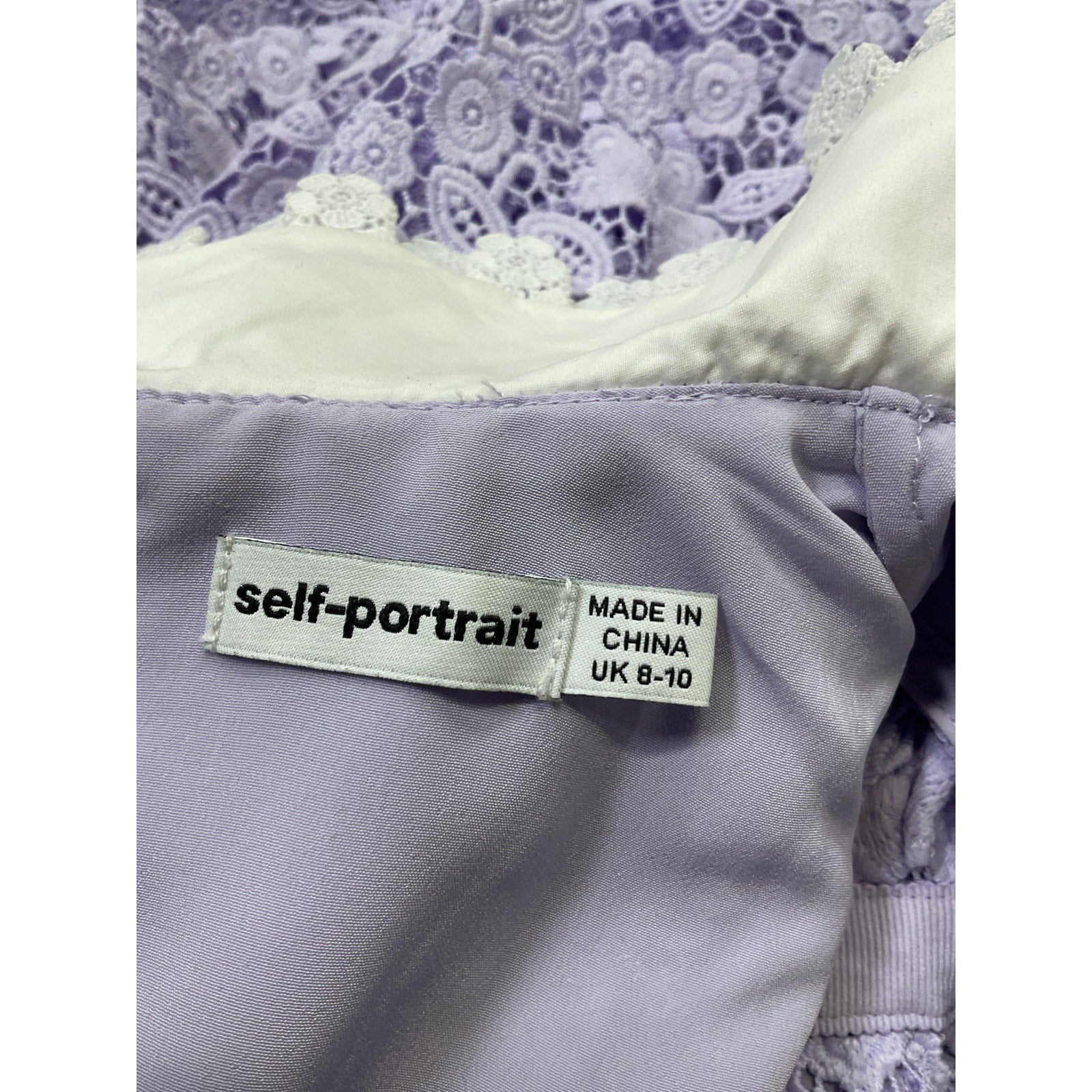 Self-Portrait 'Guipure' Purple Polyester Lace Dress Size UK 8-10