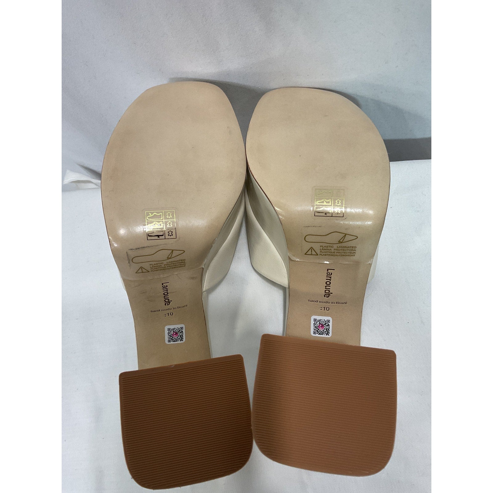 Larroude 'Dolly' White Leather Mule Size 10