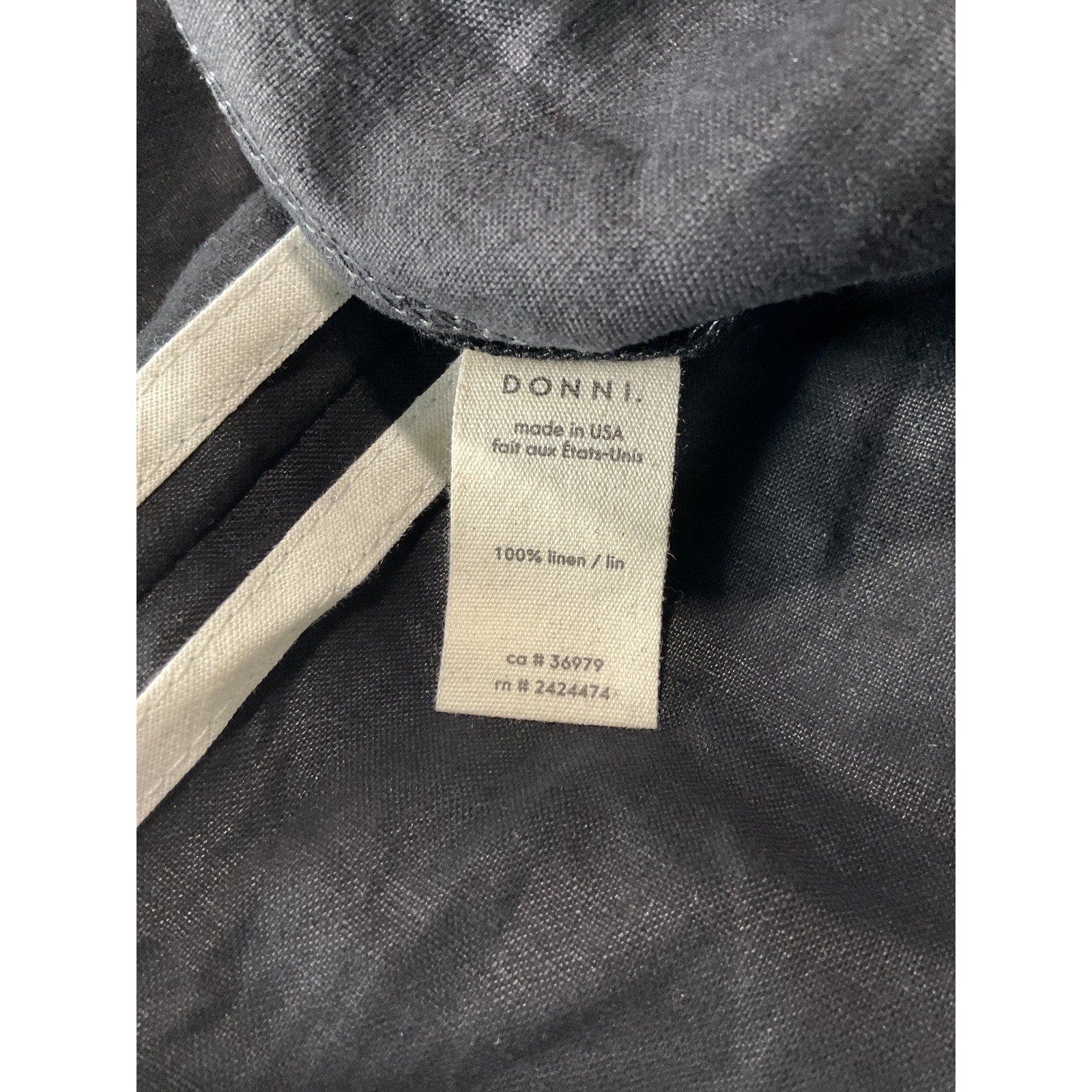 Donni. 'The Linen' Black Crop Stripe Pant Size XL