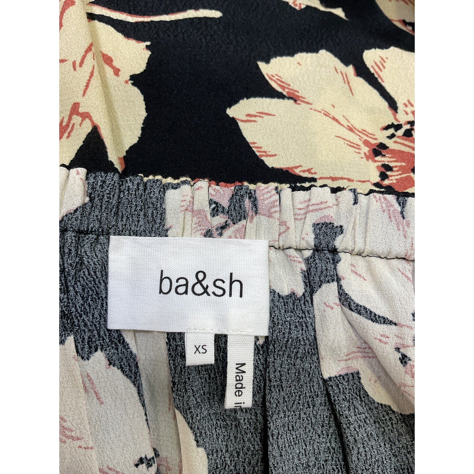 Ba&Sh 'Kiara' Black Viscose Floral Print Mini Dress Size XS