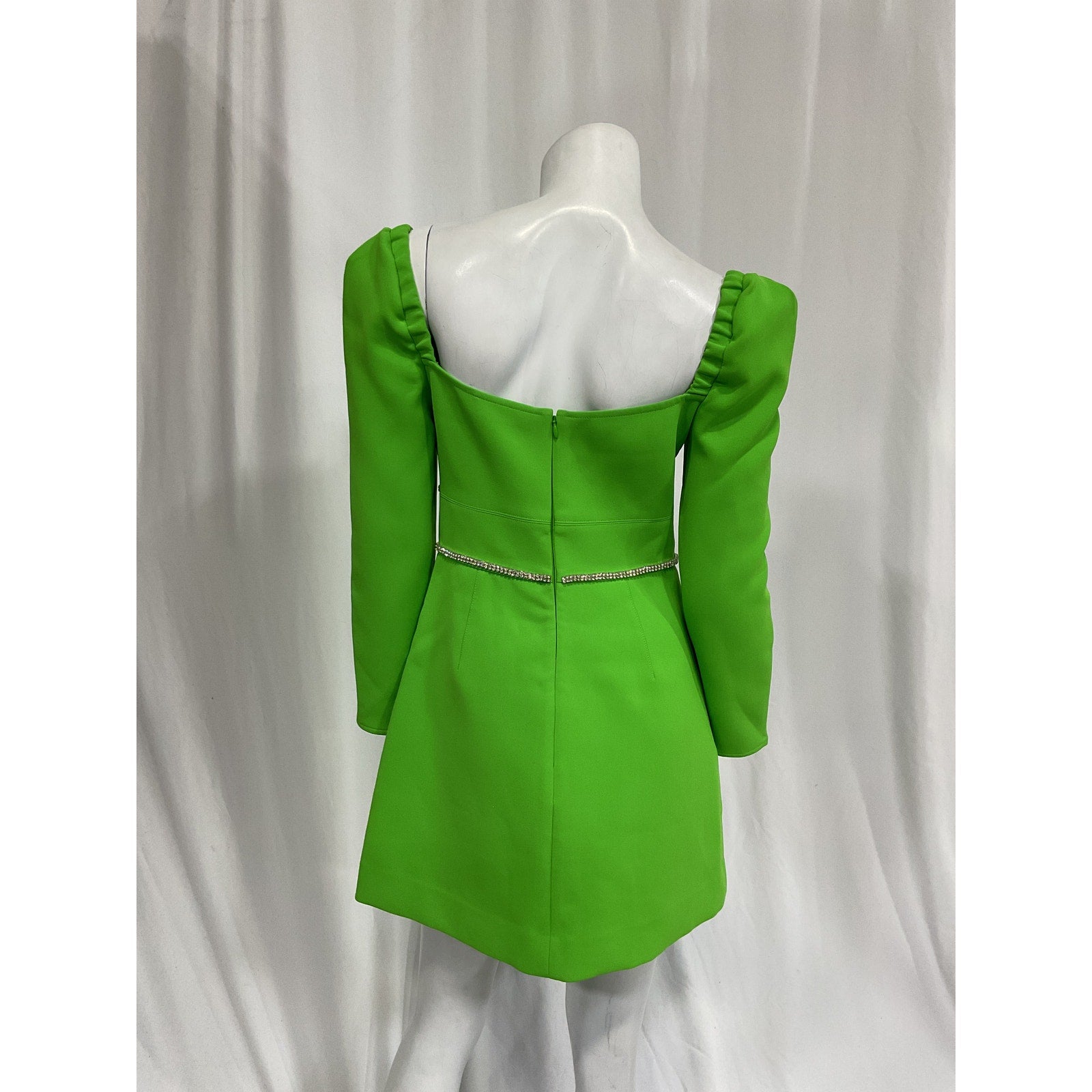 Self-Portrait 'Crystal-Embellished' Green Crepe Mini Dress Size 4