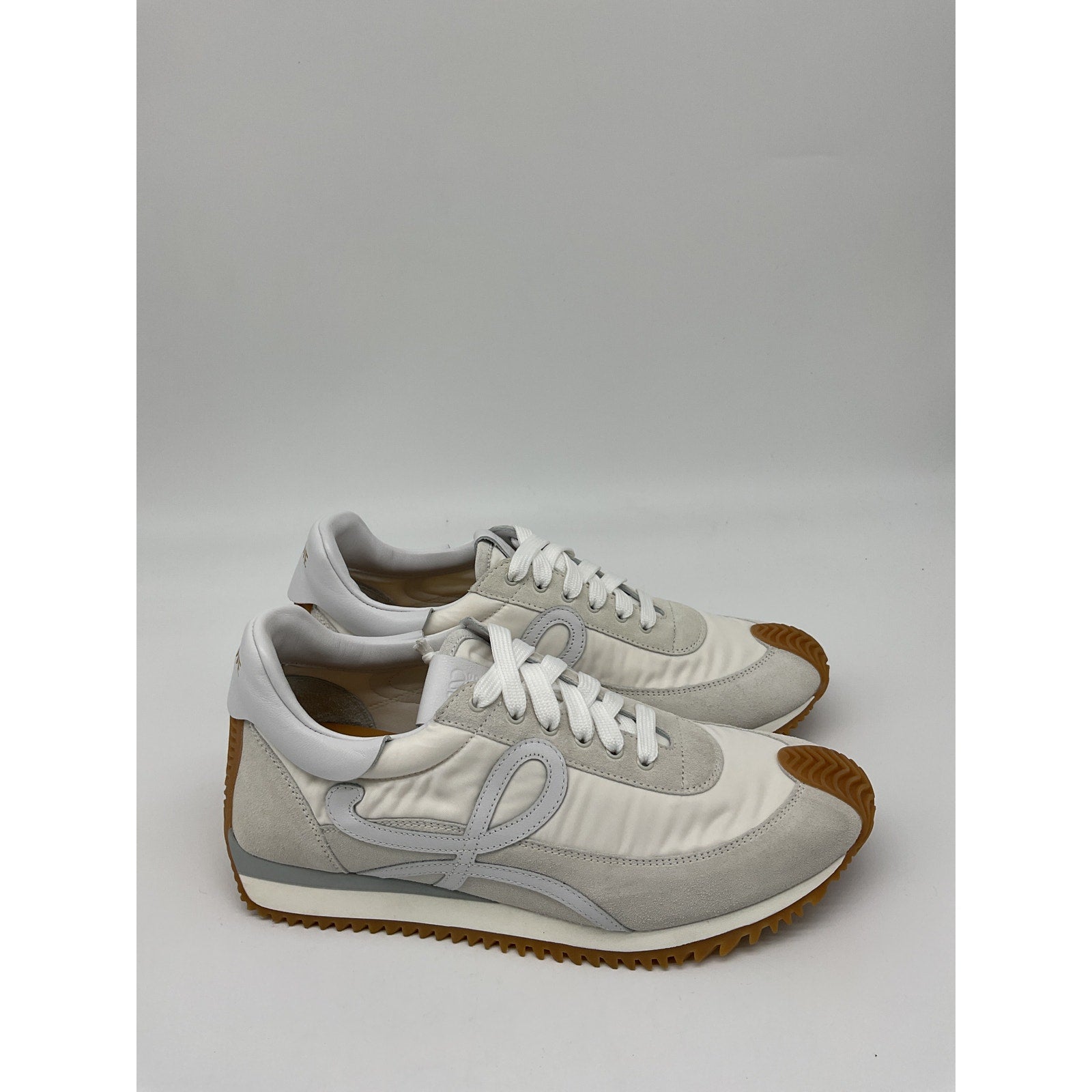 Loewe Flow Logo-Appliqu�d White Leather And Suede Shell Sneakers Size 40