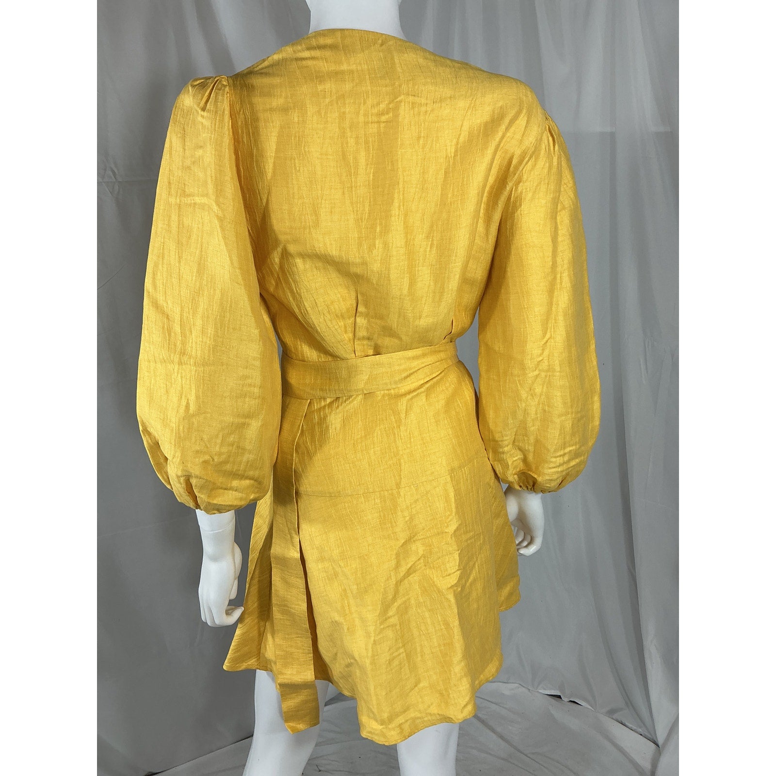 Maje 'Rifilo' Yellow Linen Blend Wrap Dress Size S